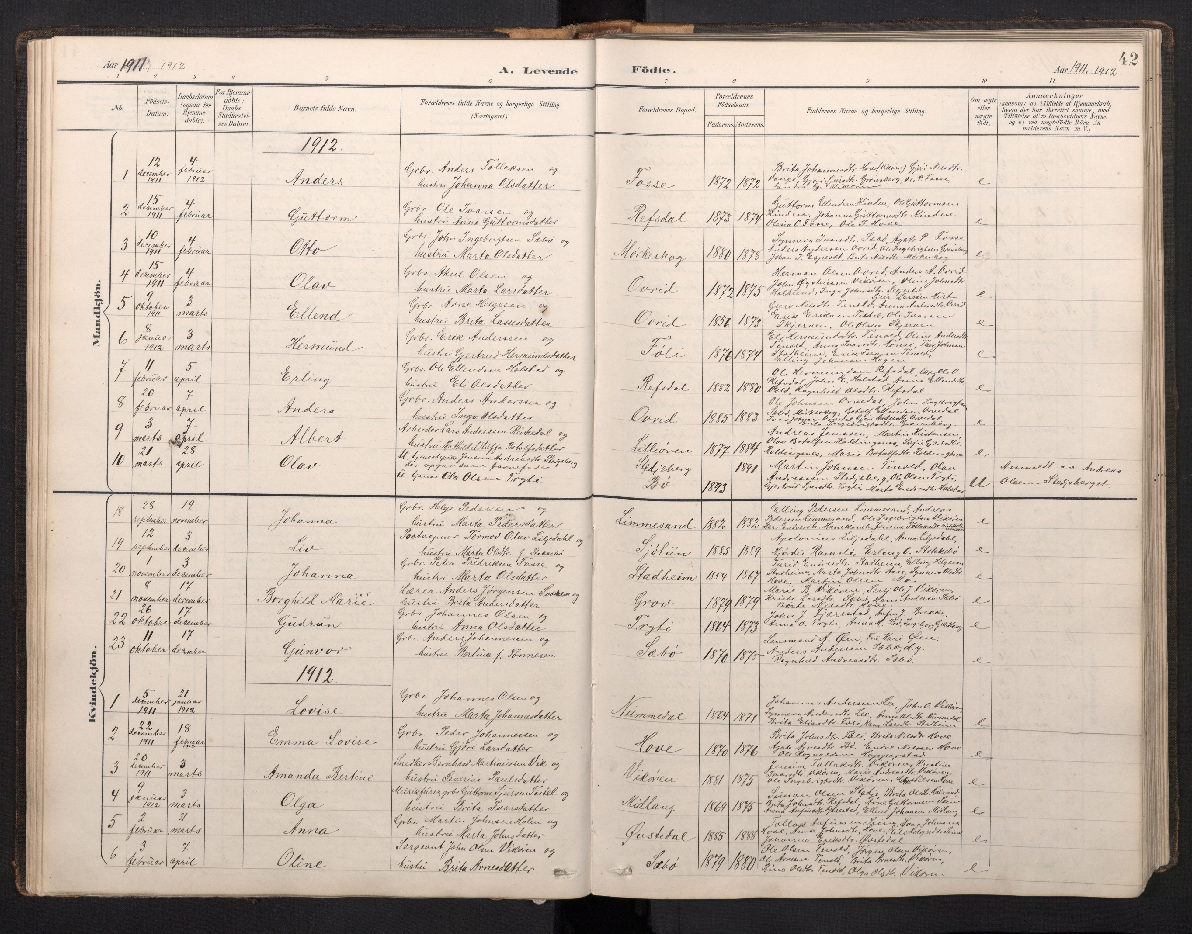 Vik sokneprestembete, AV/SAB-A-81501/H/Hab/Haba/L0004: Parish register (copy) no. A 4, 1895-1914, p. 41b-42a