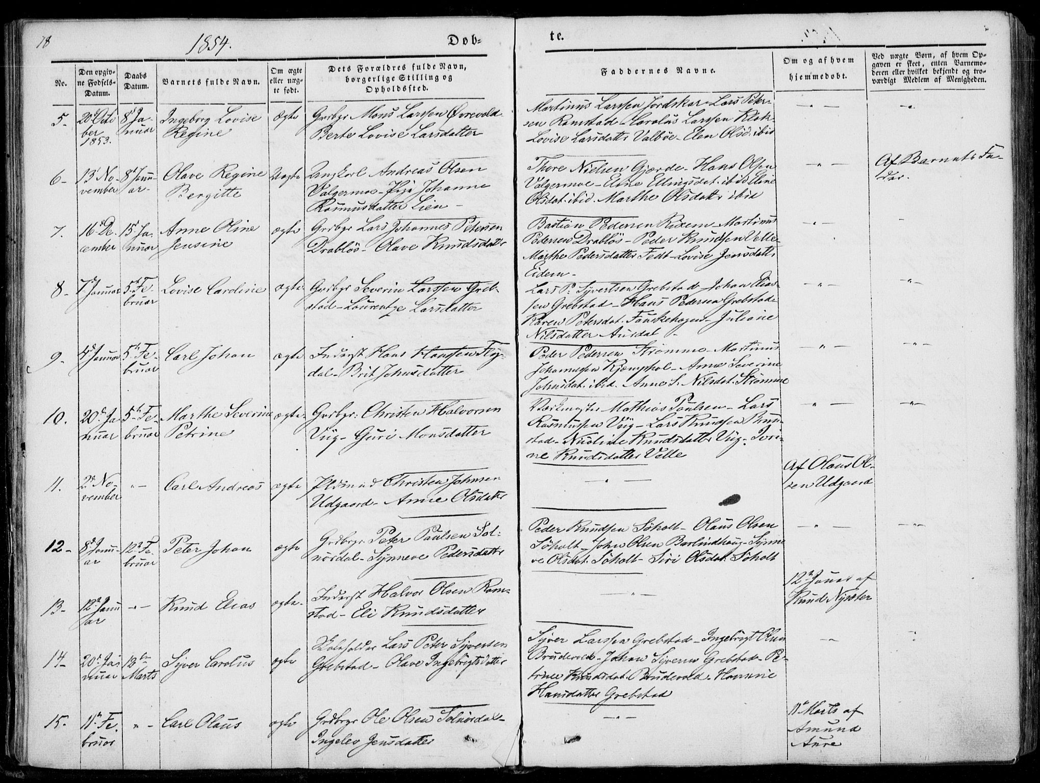 Ministerialprotokoller, klokkerbøker og fødselsregistre - Møre og Romsdal, AV/SAT-A-1454/522/L0313: Parish register (official) no. 522A08, 1852-1862, p. 18