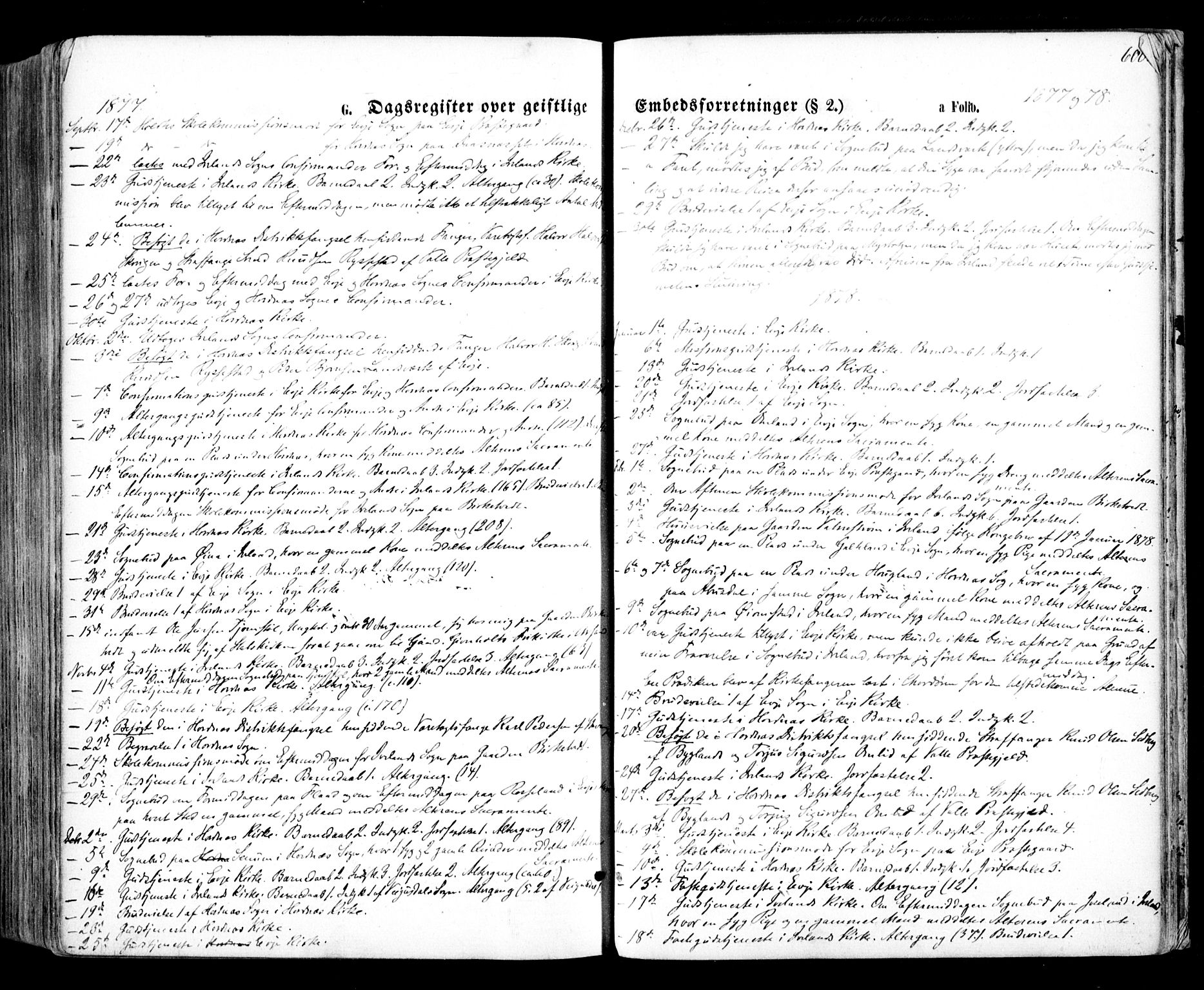 Evje sokneprestkontor, SAK/1111-0008/F/Fa/Faa/L0006: Parish register (official) no. A 6, 1866-1884, p. 600