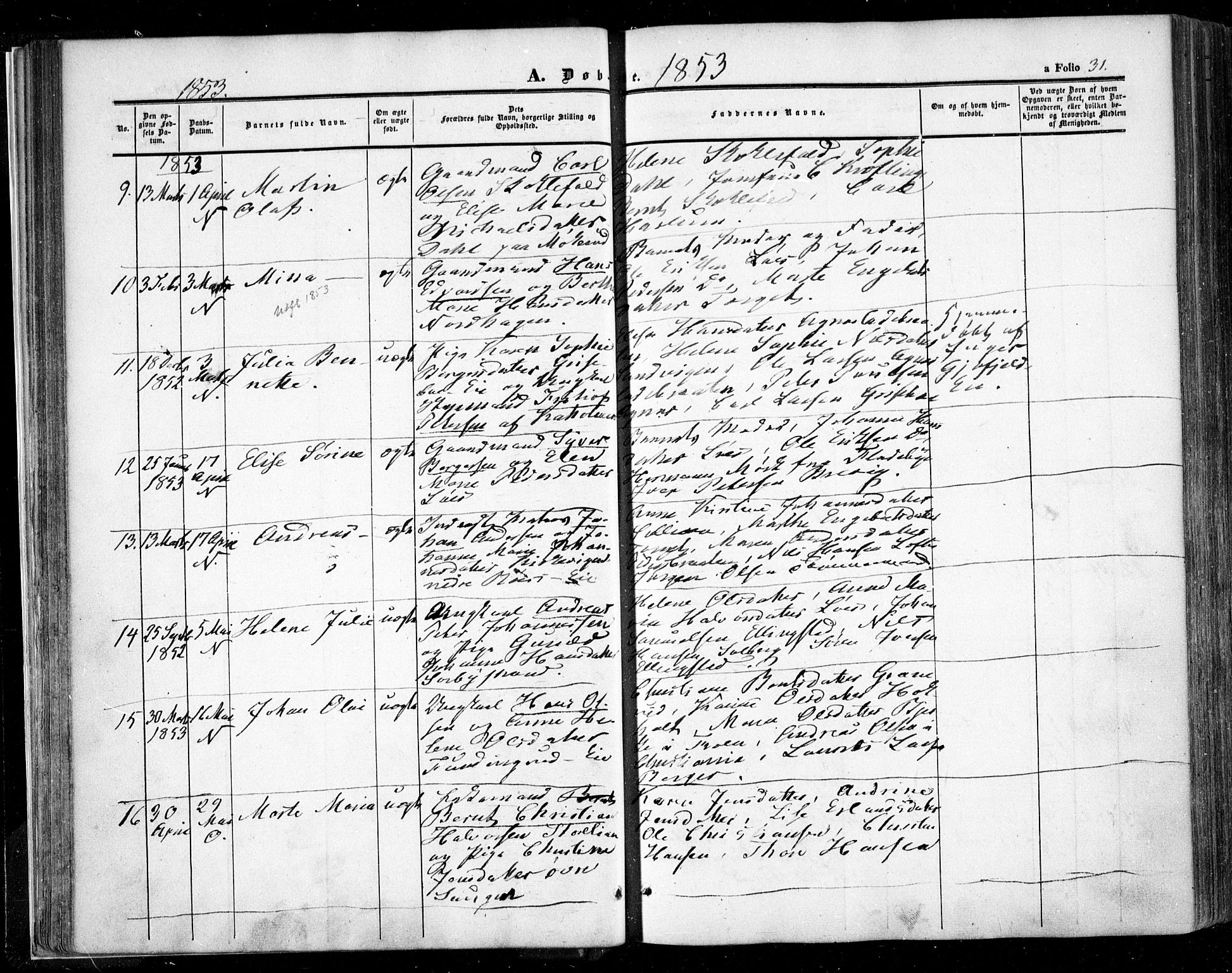Nesodden prestekontor Kirkebøker, AV/SAO-A-10013/F/Fa/L0007: Parish register (official) no. I 7, 1848-1868, p. 31