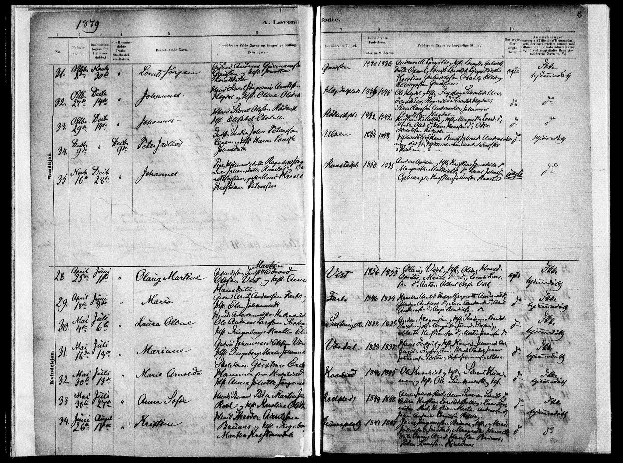 Ministerialprotokoller, klokkerbøker og fødselsregistre - Nord-Trøndelag, SAT/A-1458/730/L0285: Parish register (official) no. 730A10, 1879-1914, p. 6