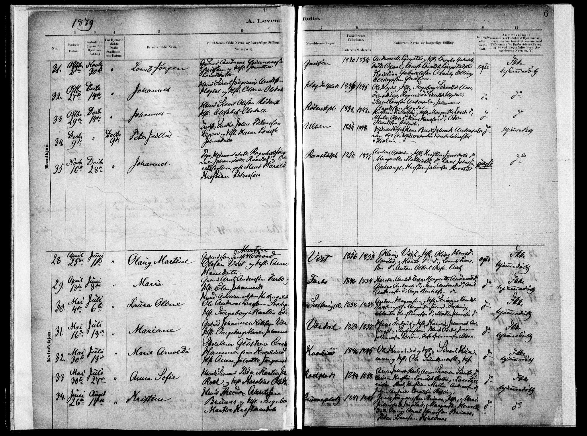 Ministerialprotokoller, klokkerbøker og fødselsregistre - Nord-Trøndelag, AV/SAT-A-1458/730/L0285: Parish register (official) no. 730A10, 1879-1914, p. 6