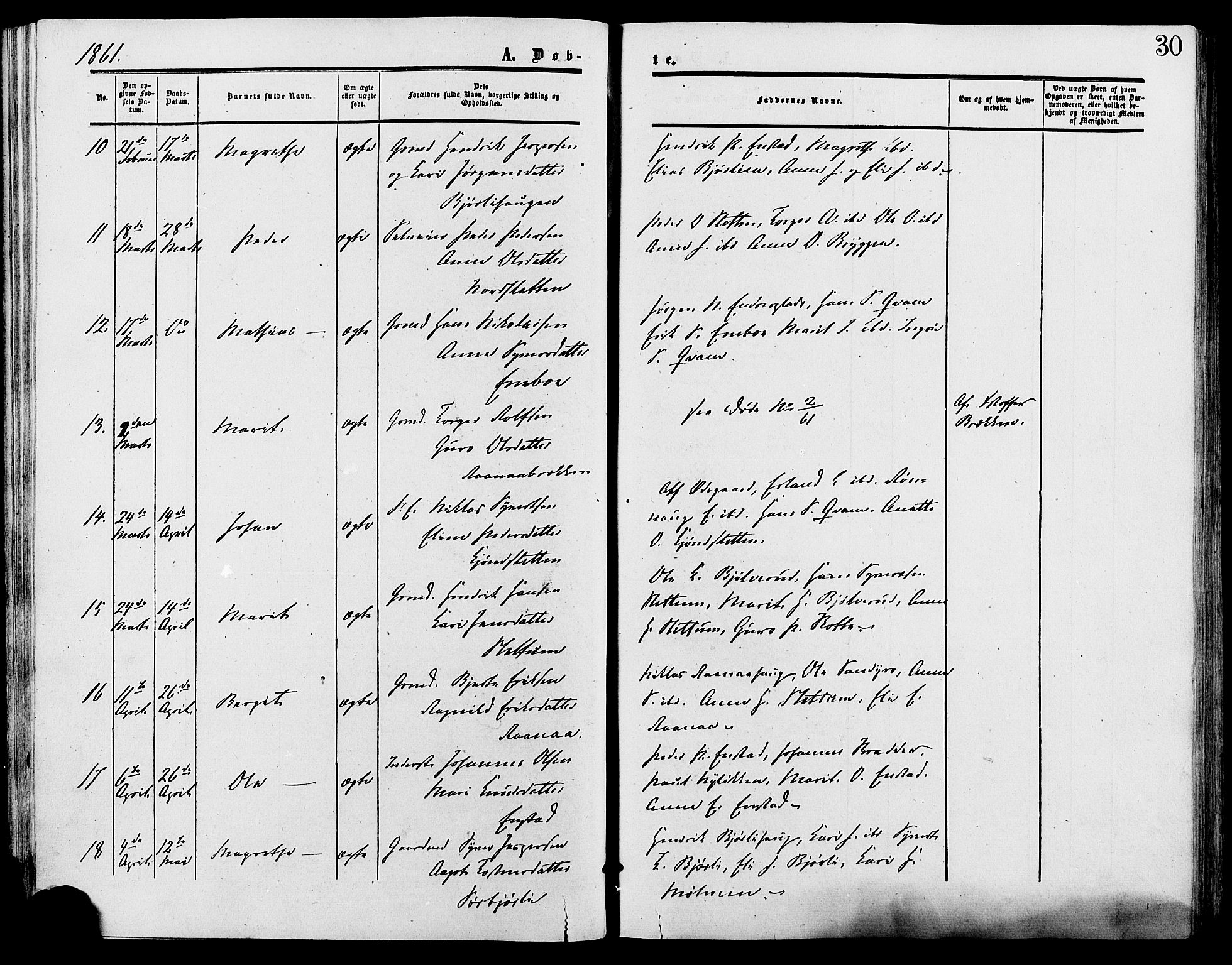 Lesja prestekontor, SAH/PREST-068/H/Ha/Haa/L0009: Parish register (official) no. 9, 1854-1889, p. 30