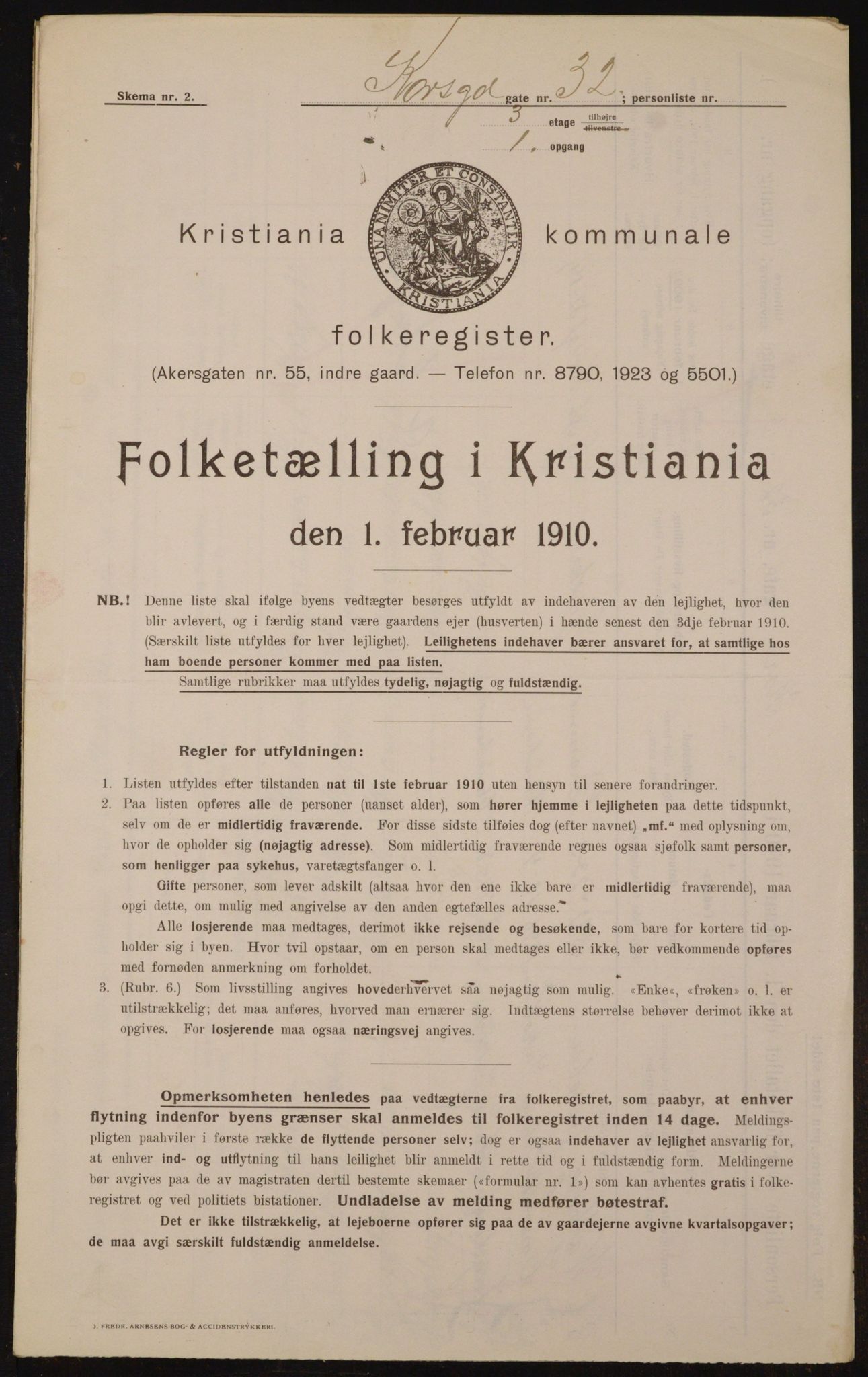 OBA, Municipal Census 1910 for Kristiania, 1910, p. 52308