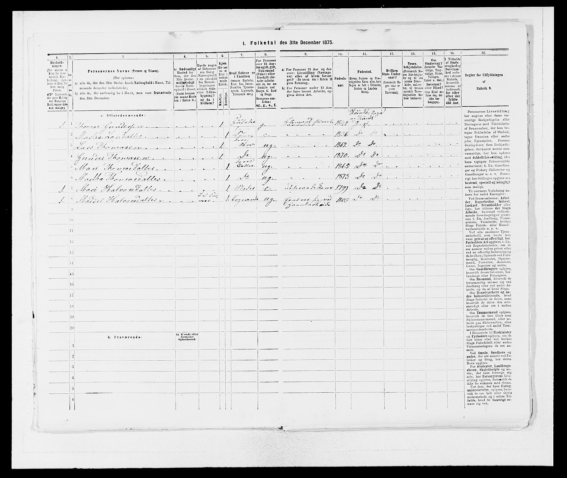 SAB, 1875 census for 1224P Kvinnherad, 1875, p. 611