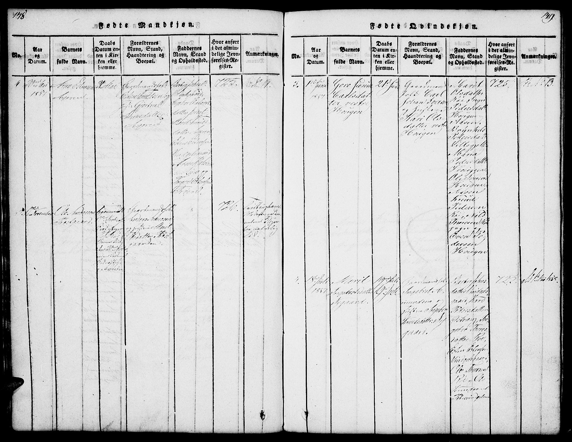 Tolga prestekontor, SAH/PREST-062/L/L0003: Parish register (copy) no. 3, 1815-1862, p. 148-149