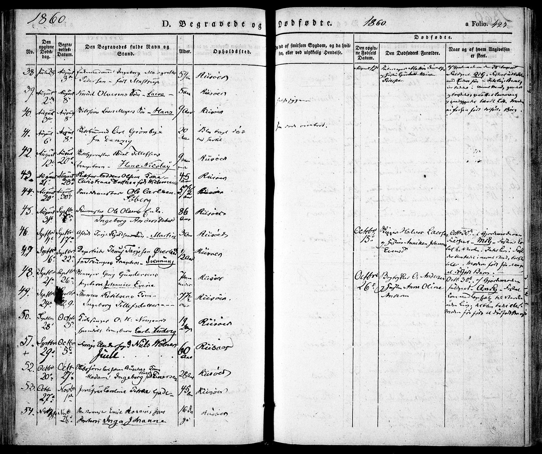 Risør sokneprestkontor, SAK/1111-0035/F/Fa/L0003: Parish register (official) no. A 3, 1838-1864, p. 425