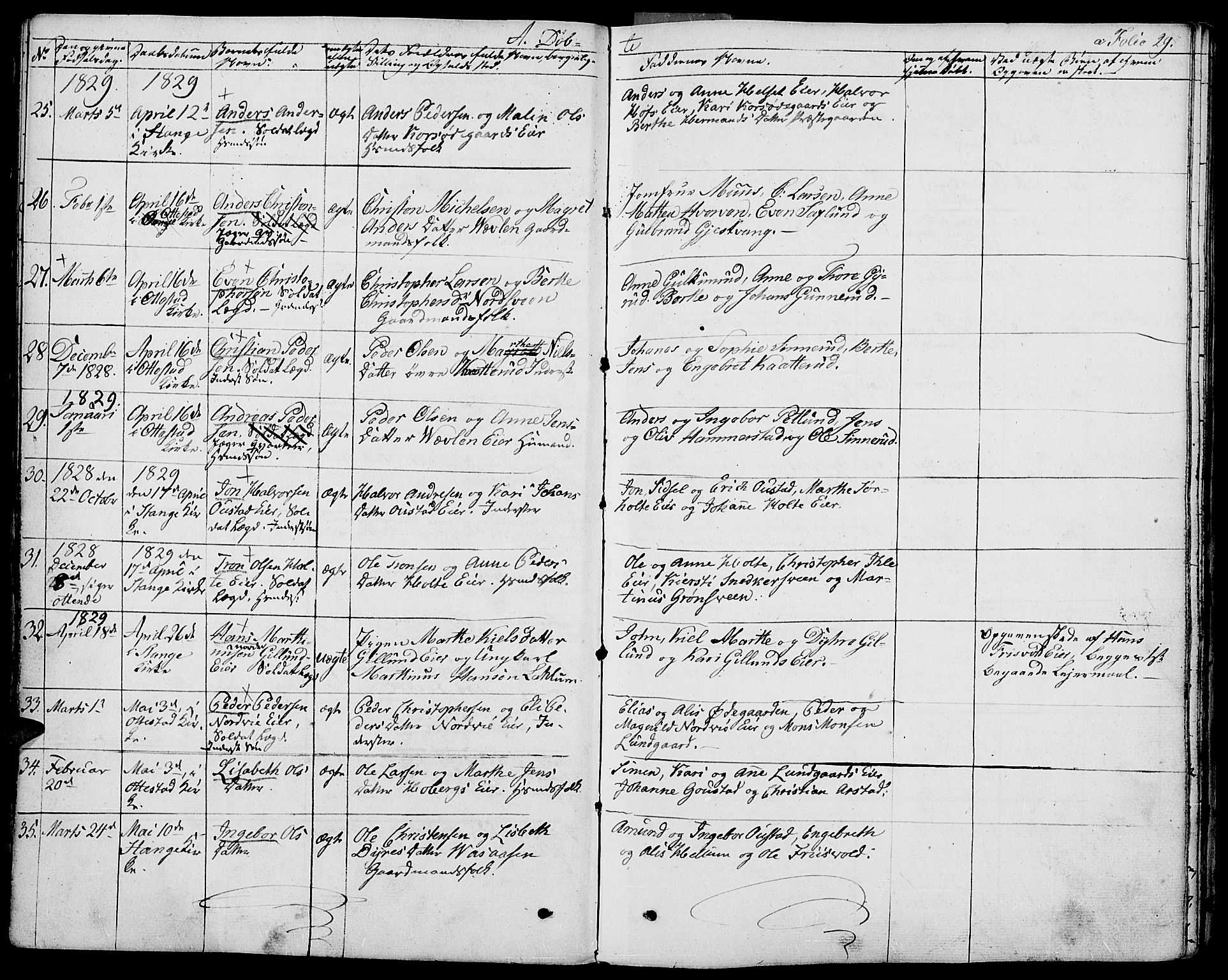 Stange prestekontor, AV/SAH-PREST-002/K/L0009: Parish register (official) no. 9, 1826-1835, p. 29