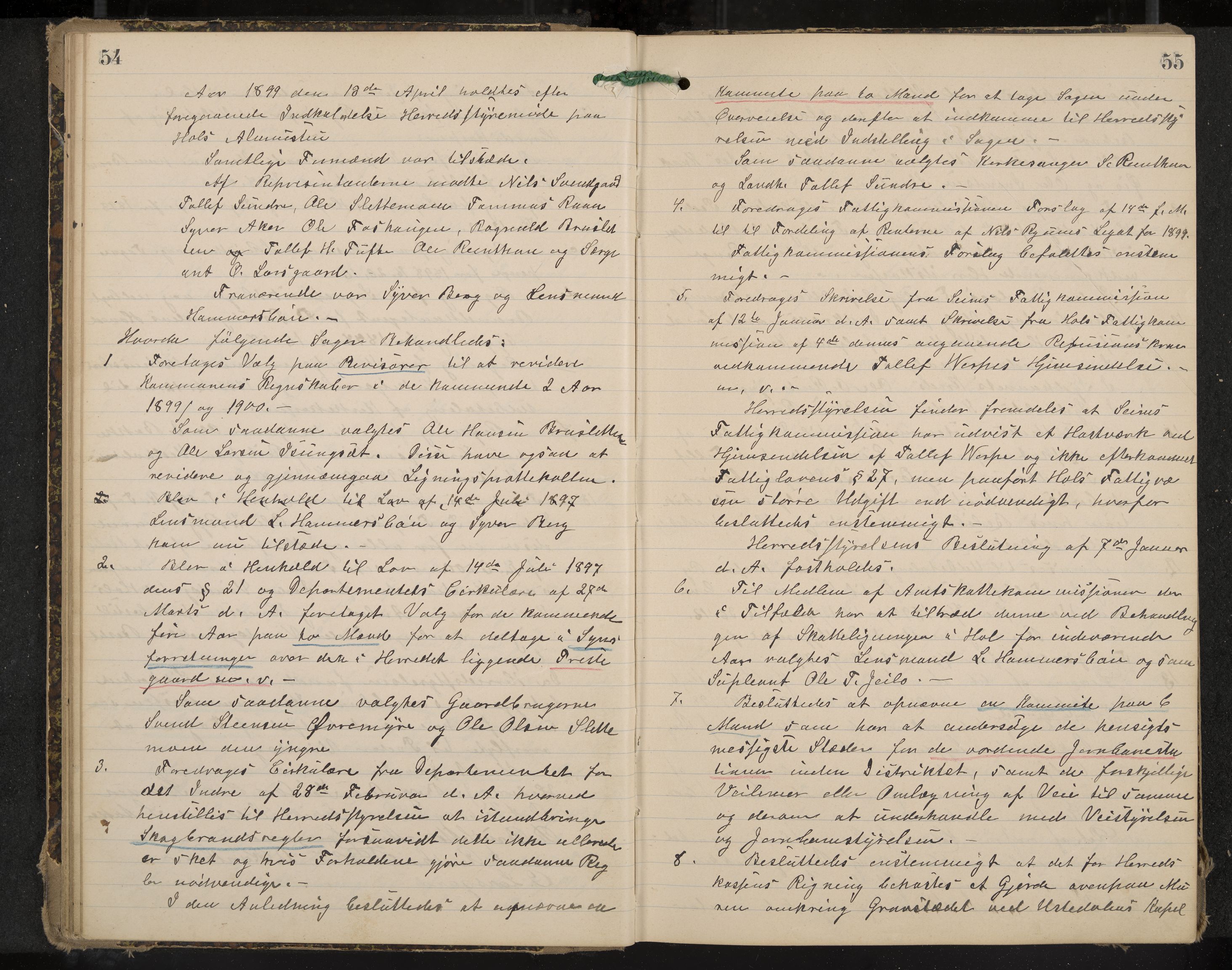 Hol formannskap og sentraladministrasjon, IKAK/0620021-1/A/L0003: Møtebok, 1897-1904, p. 54-55