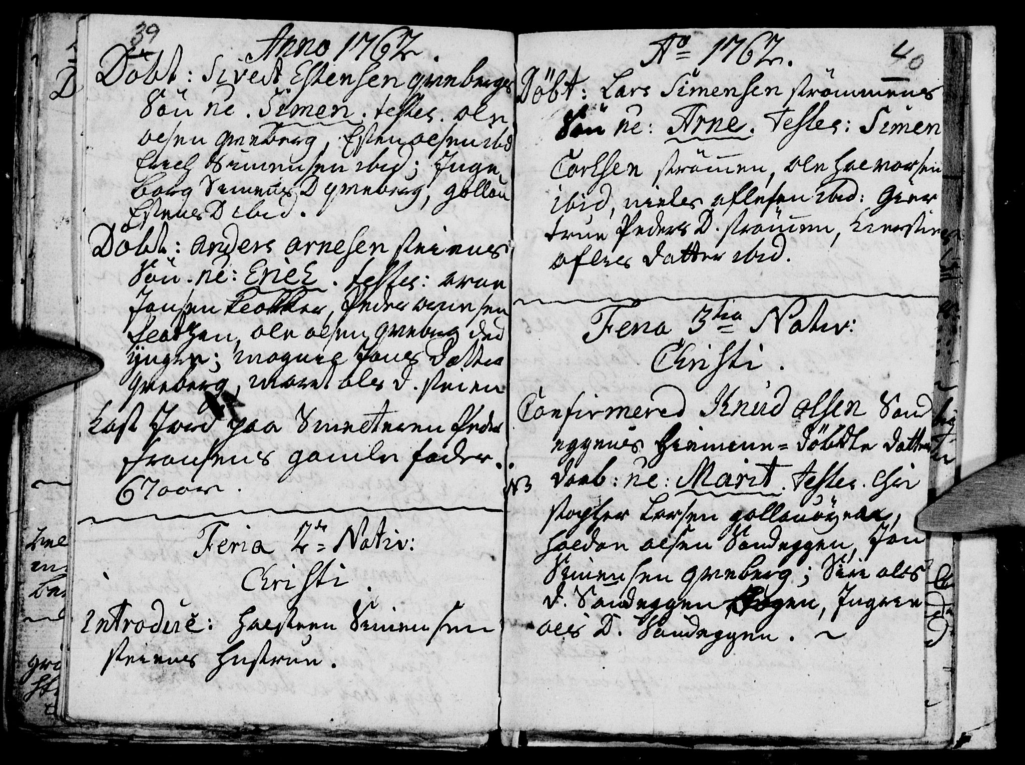 Tynset prestekontor, SAH/PREST-058/H/Ha/Haa/L0004: Parish register (official) no. 4, 1761-1763, p. 39-40