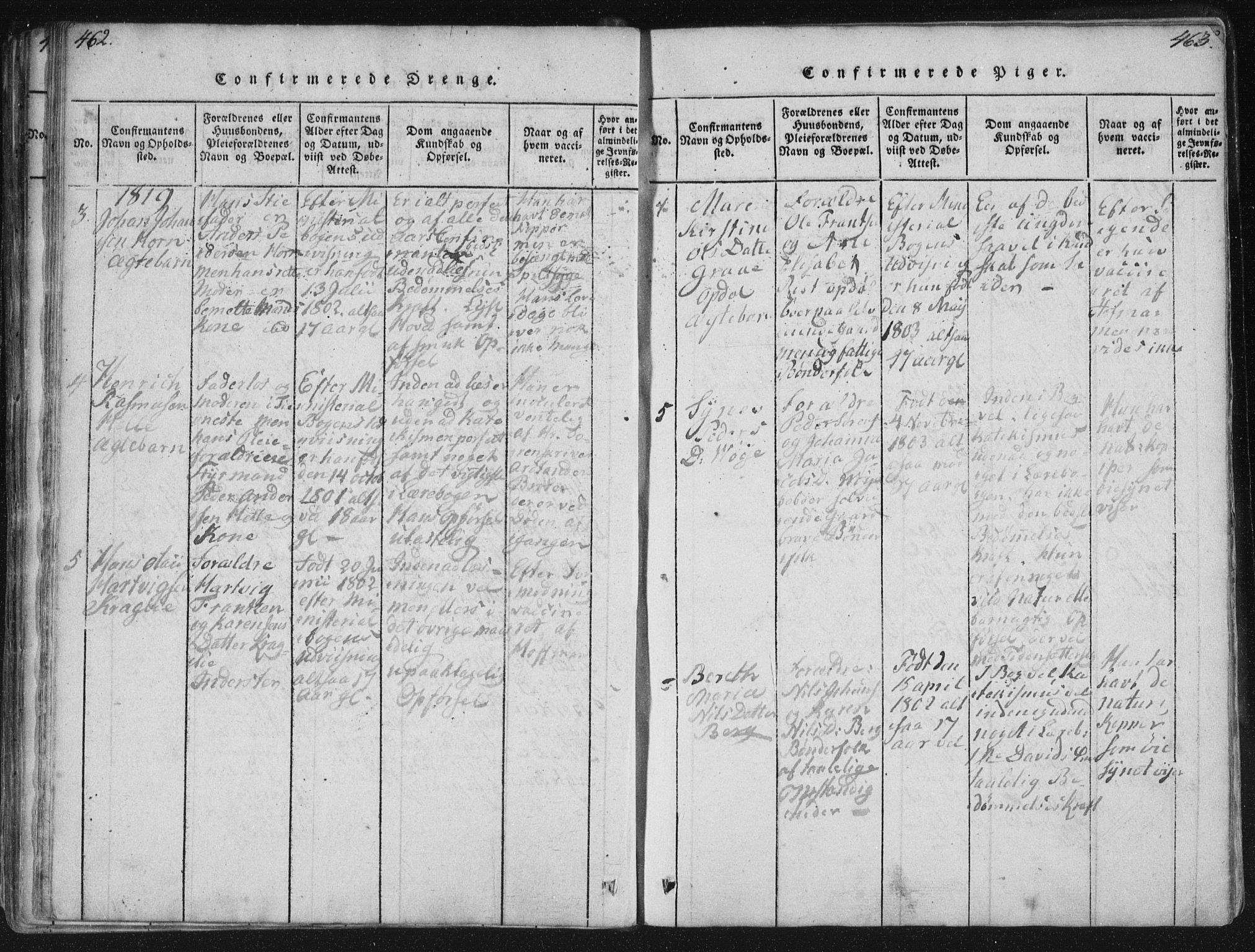 Ministerialprotokoller, klokkerbøker og fødselsregistre - Nordland, AV/SAT-A-1459/881/L1164: Parish register (copy) no. 881C01, 1818-1853, p. 462-463