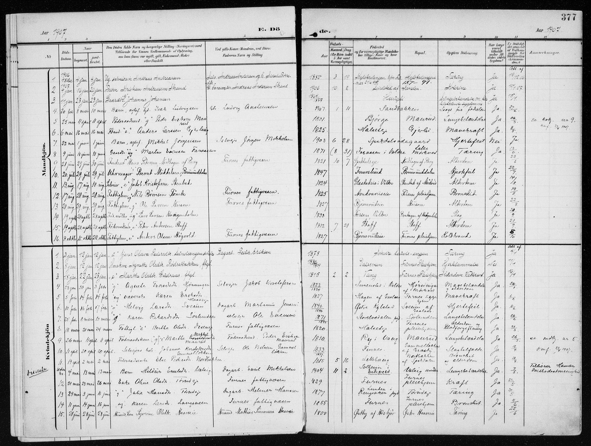 Furnes prestekontor, SAH/PREST-012/K/Ka/L0001: Parish register (official) no. 1, 1907-1935, p. 377