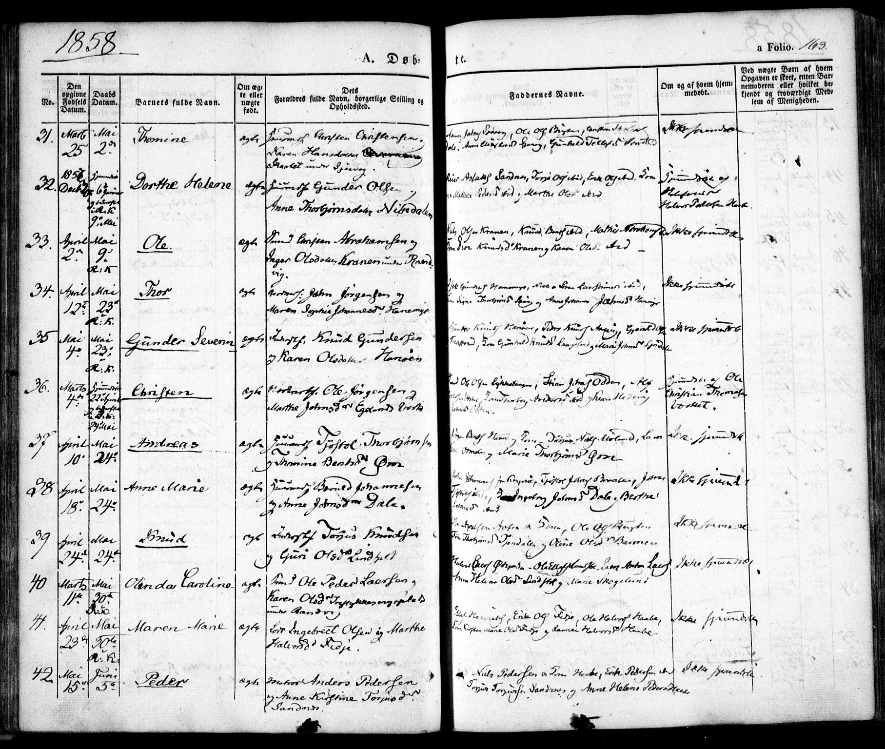 Søndeled sokneprestkontor, AV/SAK-1111-0038/F/Fa/L0002: Parish register (official) no. A 2, 1839-1860, p. 163