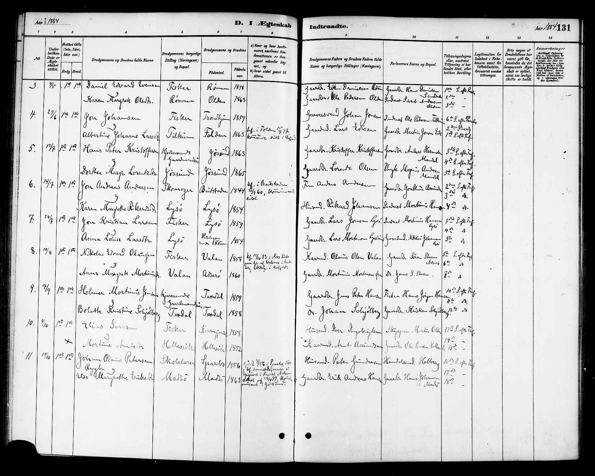 Ministerialprotokoller, klokkerbøker og fødselsregistre - Sør-Trøndelag, SAT/A-1456/654/L0663: Parish register (official) no. 654A01, 1880-1894, p. 131