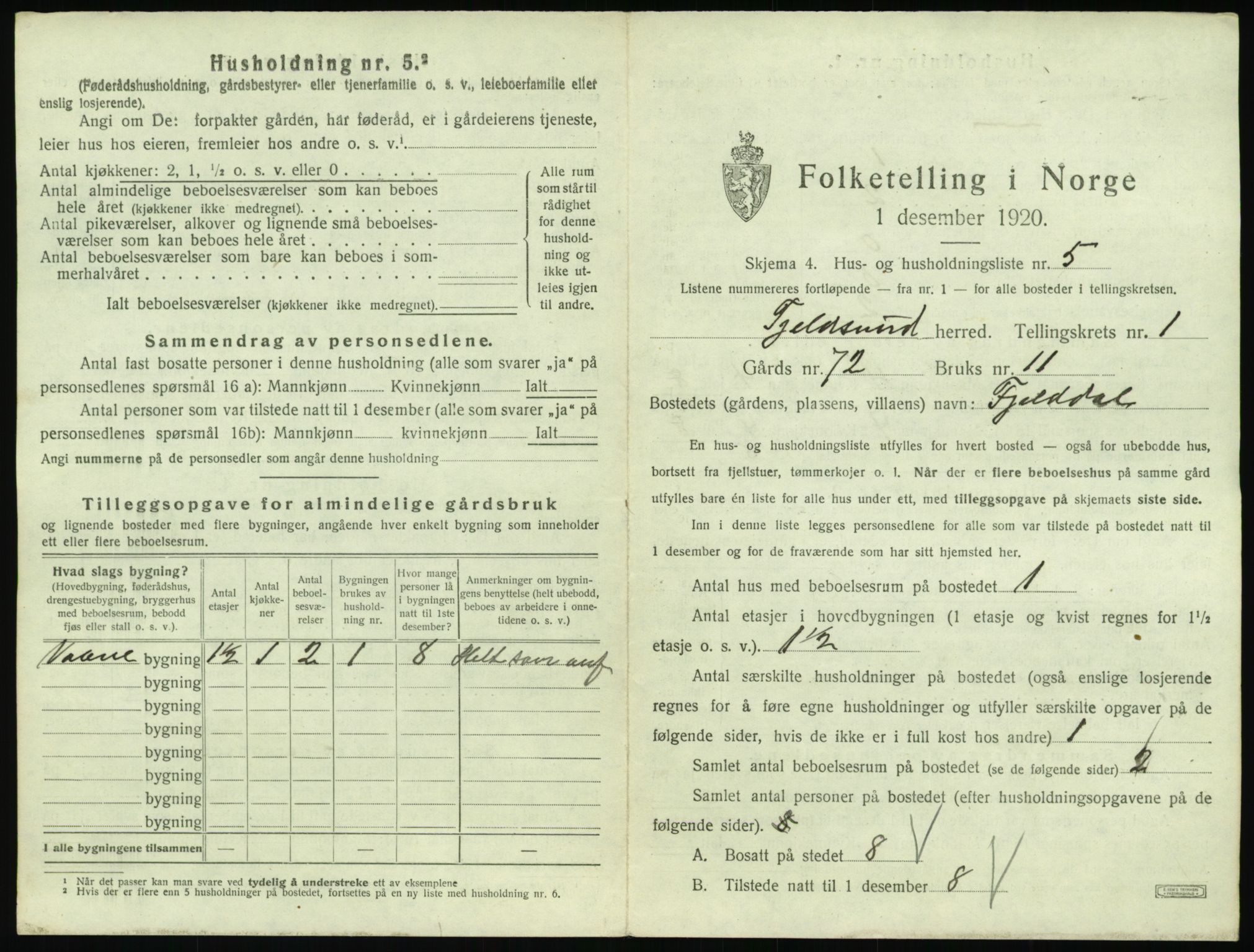 SAT, 1920 census for Tjeldsund, 1920, p. 38