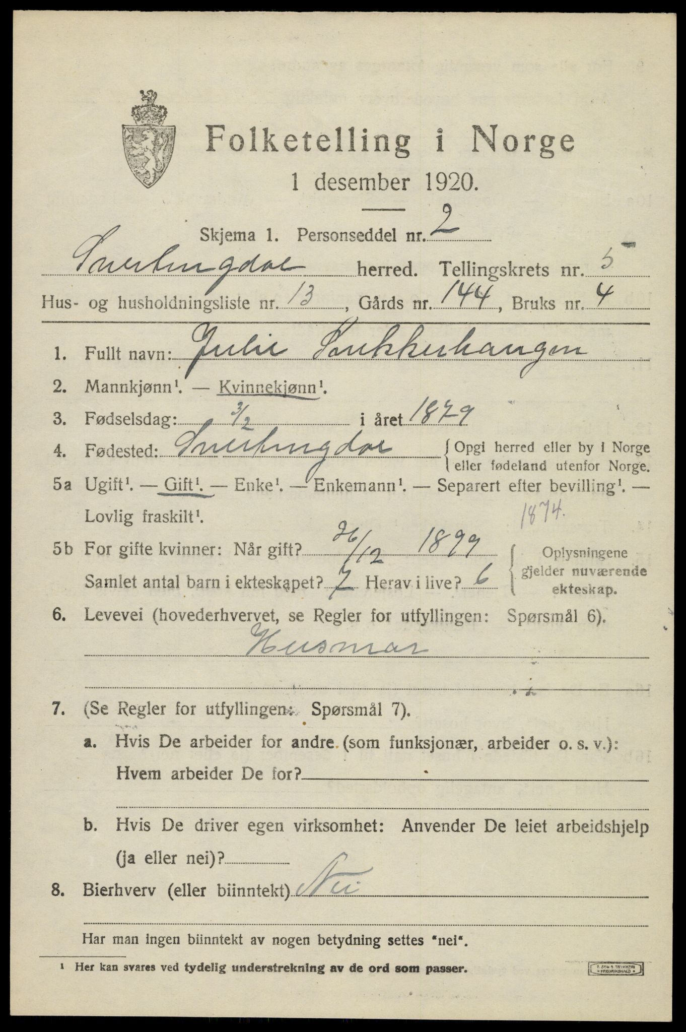 SAH, 1920 census for Snertingdal, 1920, p. 4473