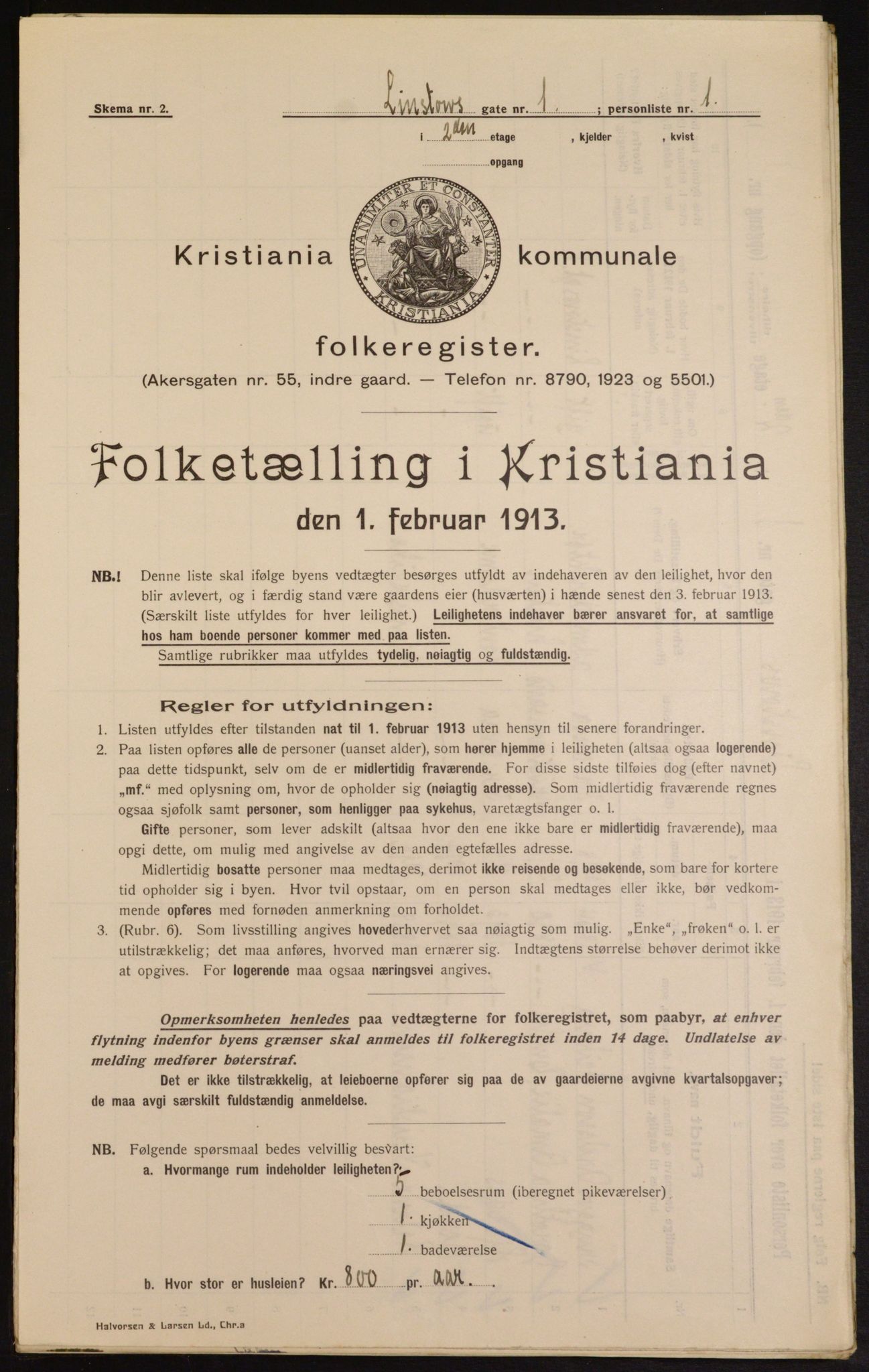 OBA, Municipal Census 1913 for Kristiania, 1913, p. 57475