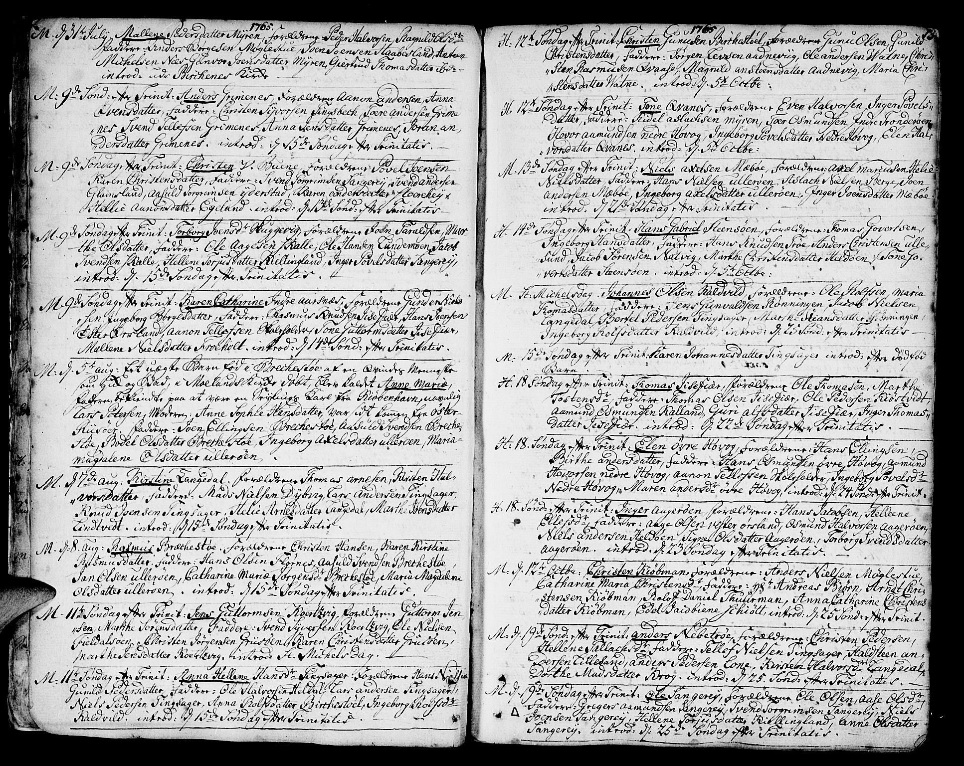 Vestre Moland sokneprestkontor, SAK/1111-0046/F/Fa/Fab/L0002: Parish register (official) no. A 2, 1760-1816, p. 13
