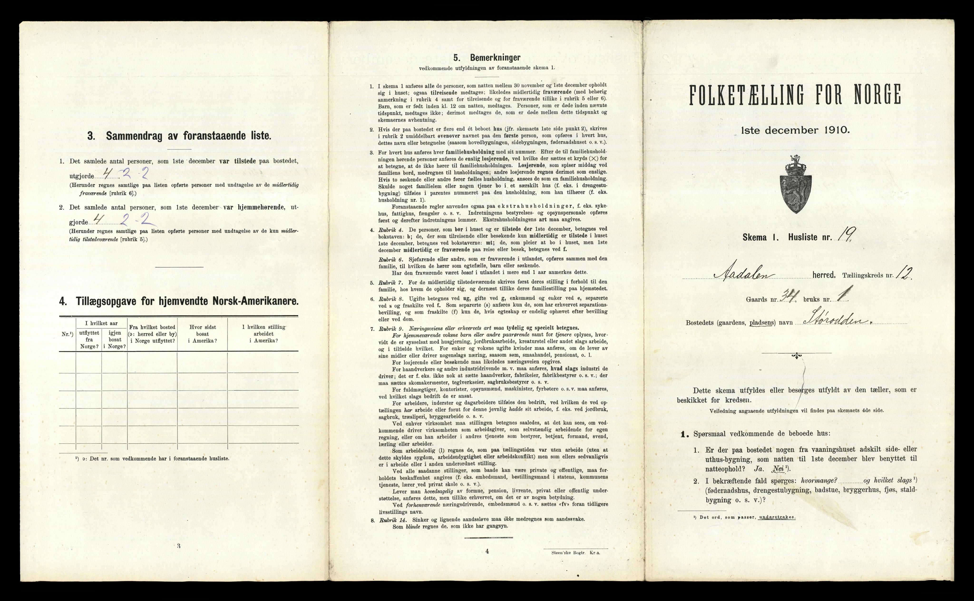 RA, 1910 census for Ådal, 1910, p. 1043