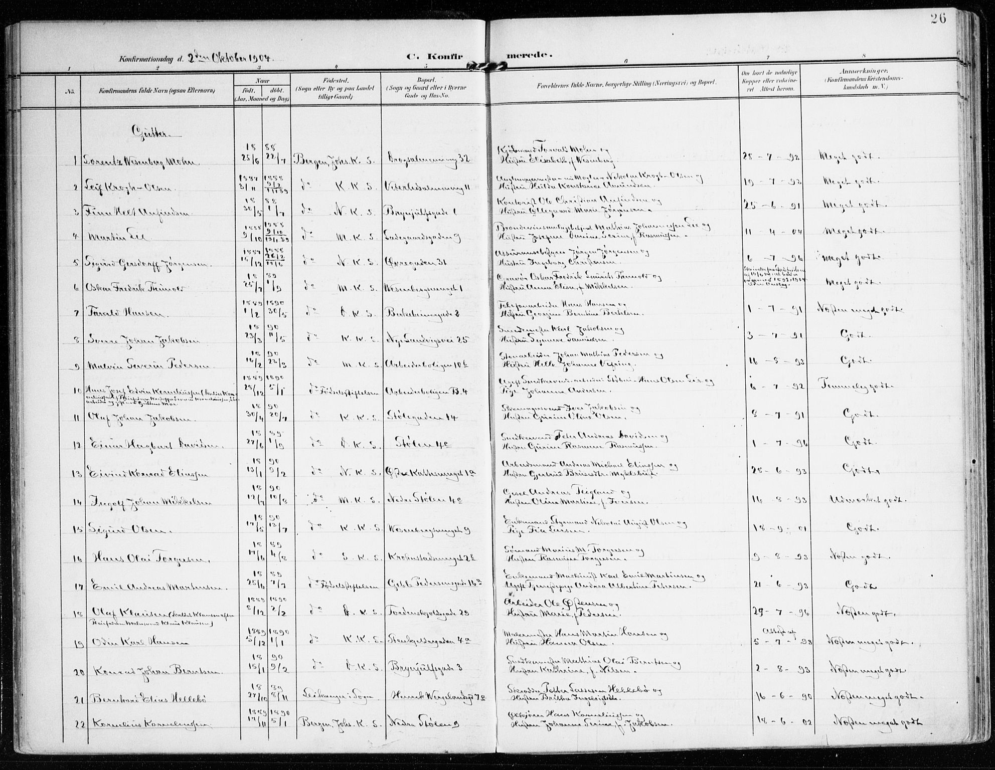 Mariakirken Sokneprestembete, AV/SAB-A-76901/H/Haa/L0014: Parish register (official) no. C 2, 1900-1916, p. 26