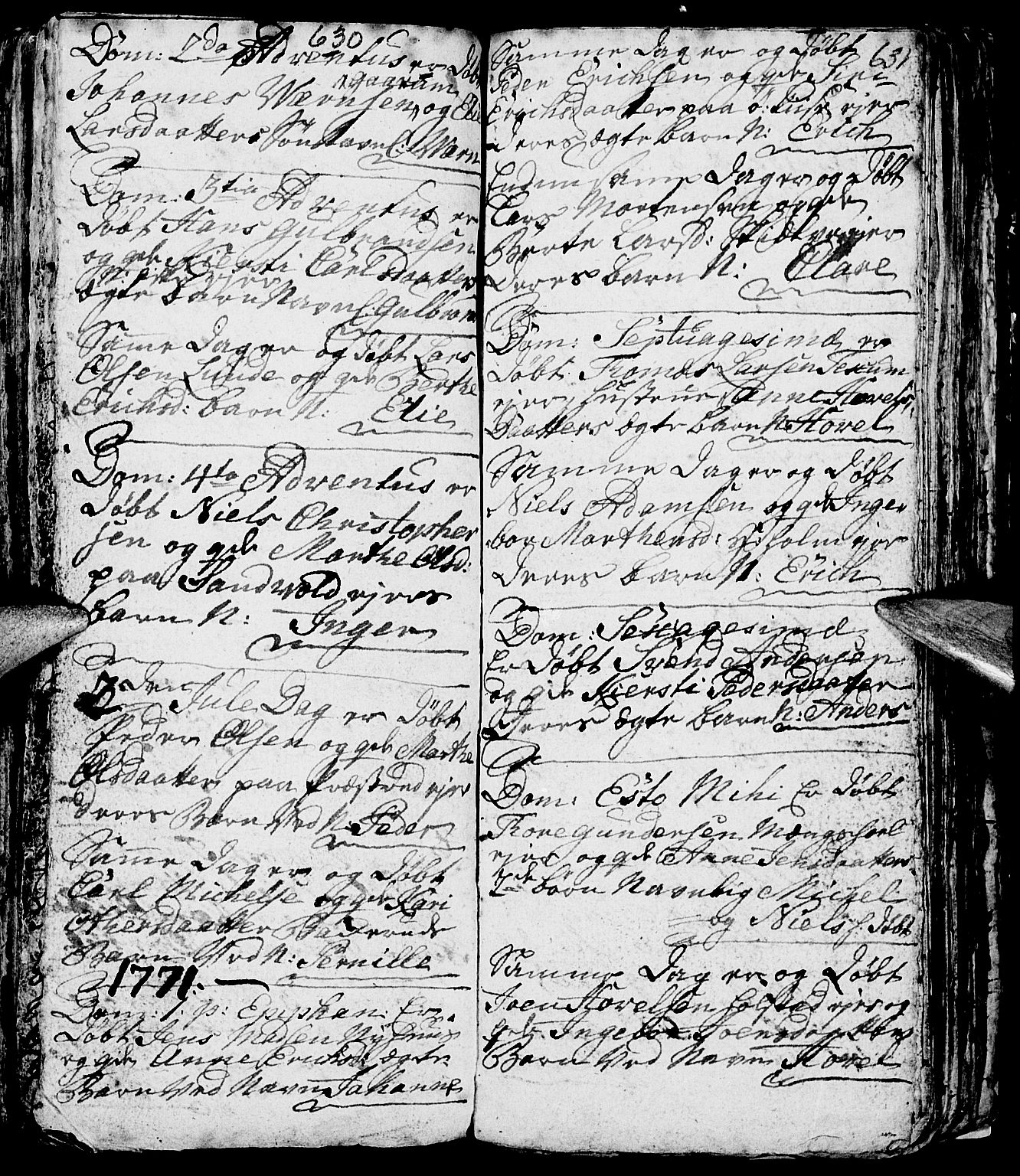 Nes prestekontor, Hedmark, SAH/PREST-020/L/La/L0001: Parish register (copy) no. 1, 1663-1784, p. 630-631