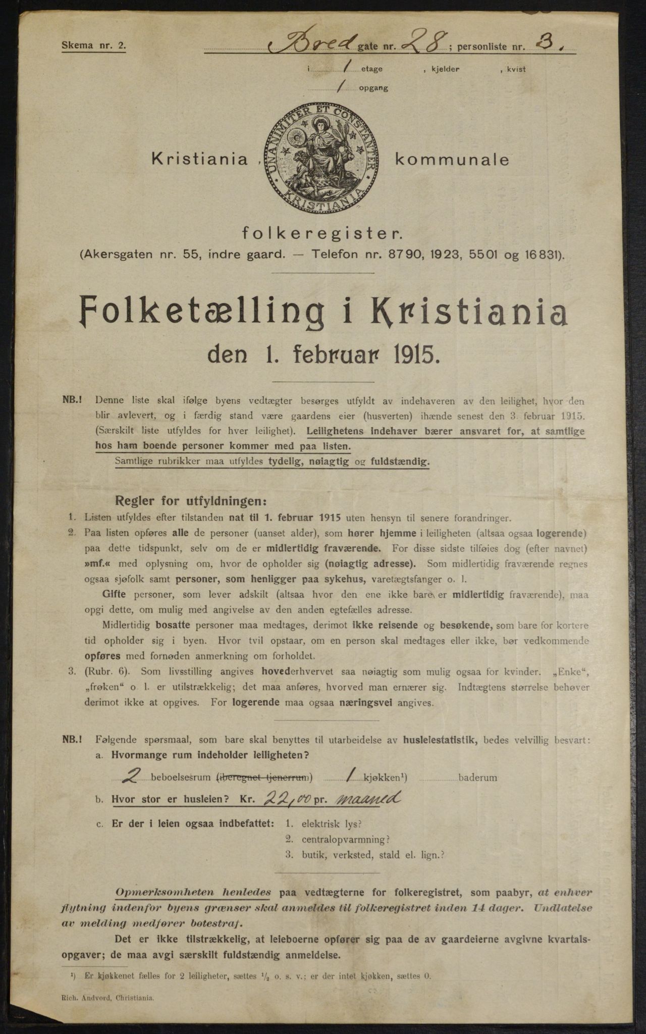 OBA, Municipal Census 1915 for Kristiania, 1915, p. 8575