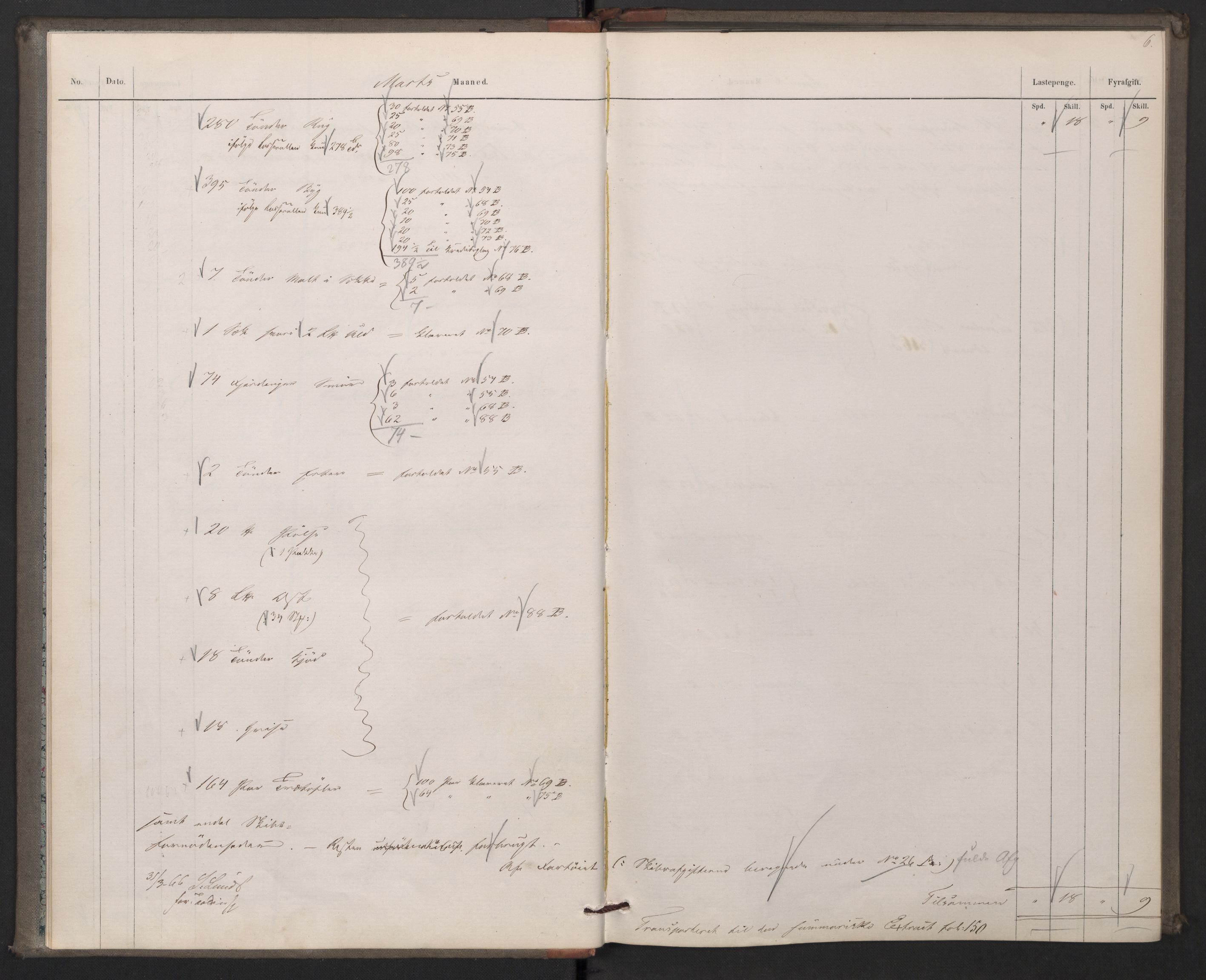 Revisjonsdepartementet, 2. revisjonskontor, AV/RA-S-1115/E/E036/L0219: Tvedestrand: Inngående tollbok (A), 1866