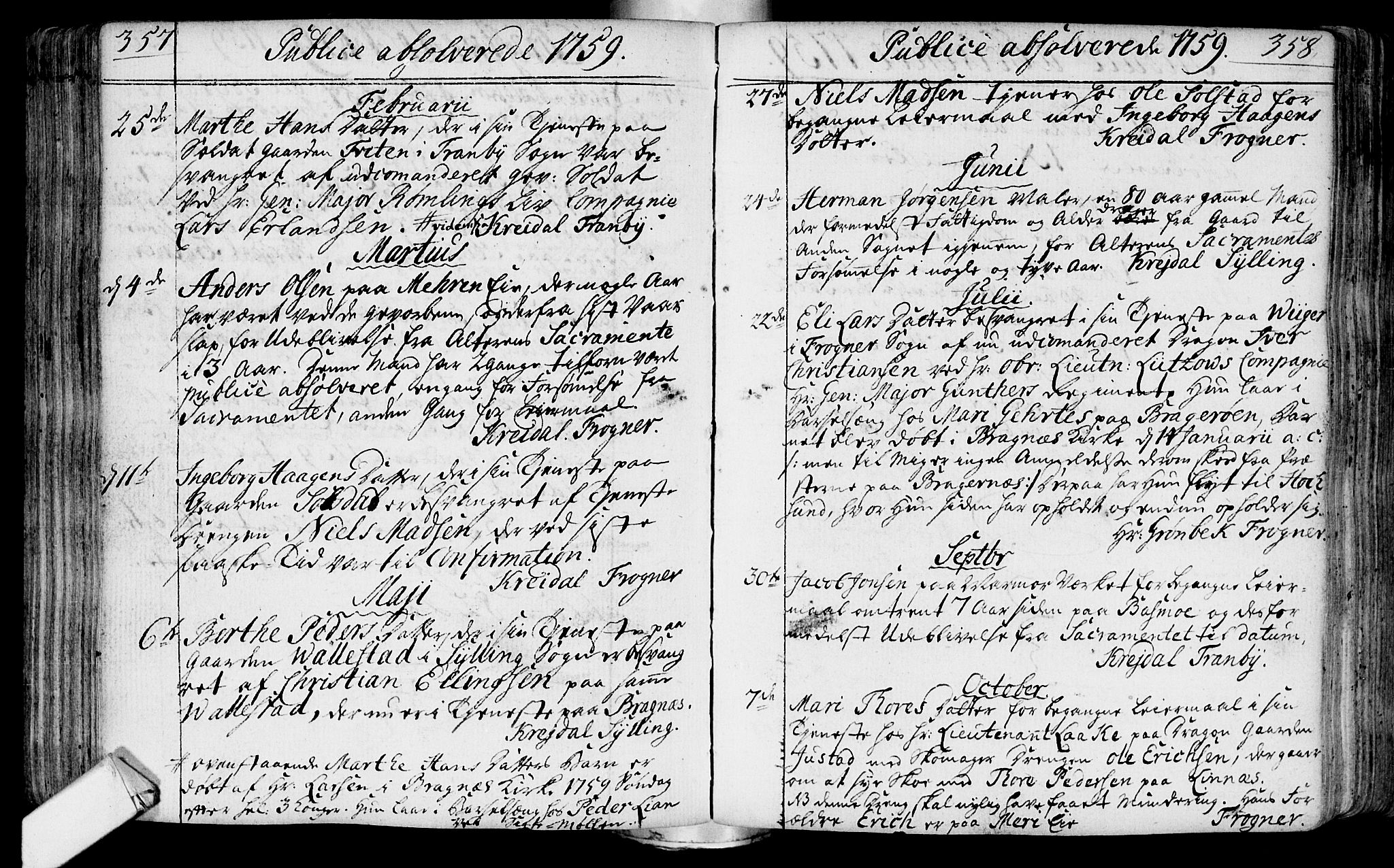 Lier kirkebøker, AV/SAKO-A-230/F/Fa/L0004: Parish register (official) no. I 4, 1749-1764, p. 357-358