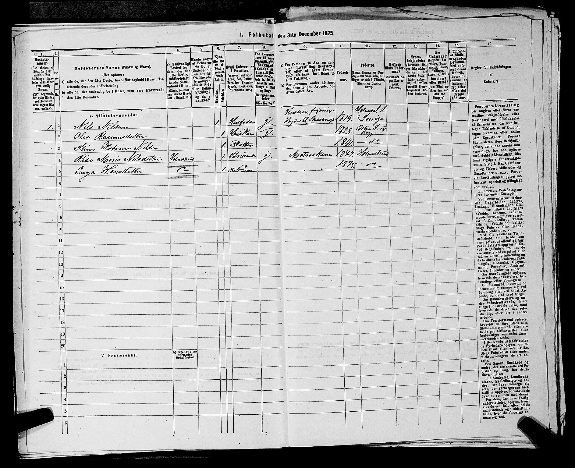 SAKO, 1875 census for 0715P Botne, 1875, p. 154