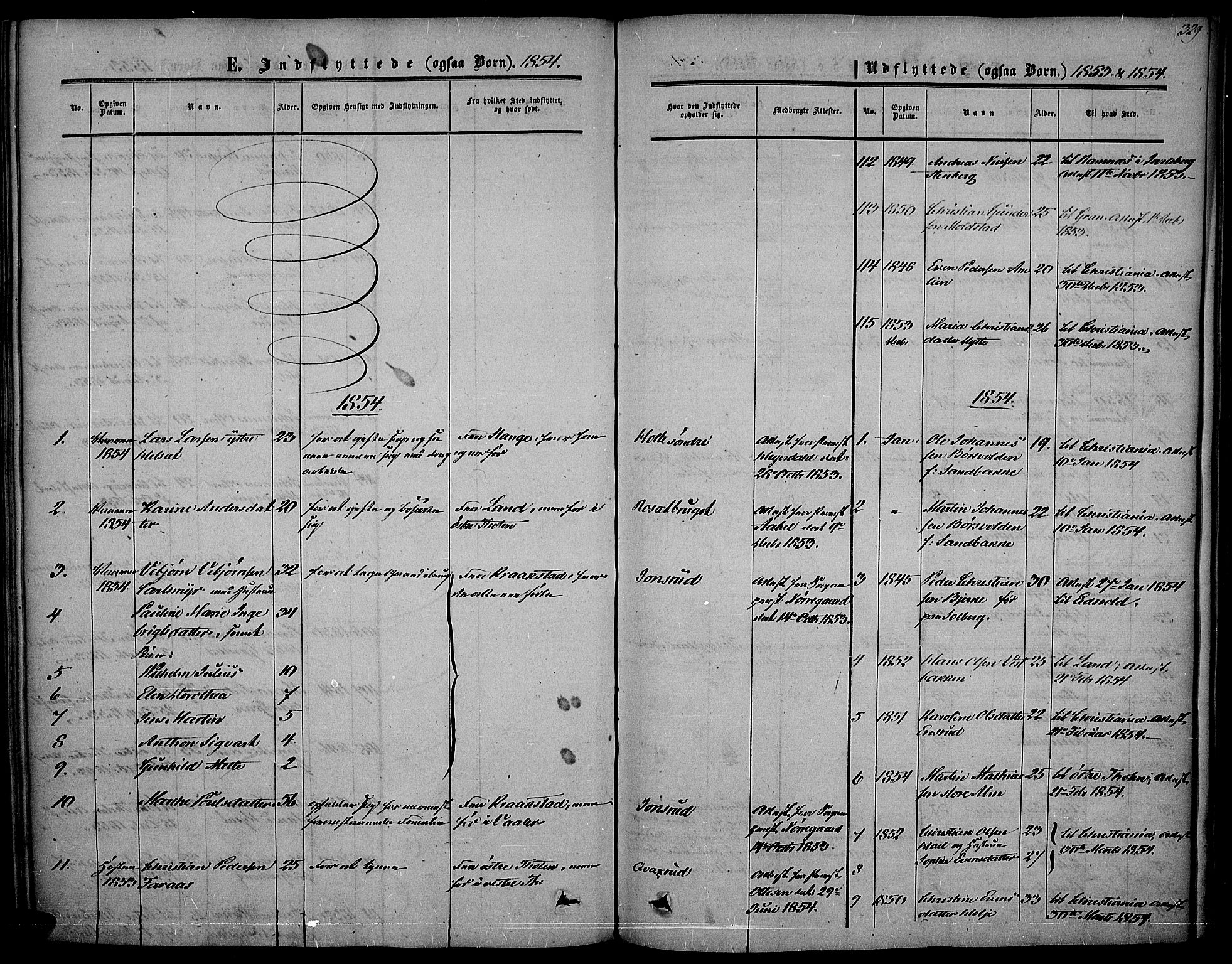 Vestre Toten prestekontor, SAH/PREST-108/H/Ha/Haa/L0005: Parish register (official) no. 5, 1850-1855, p. 329