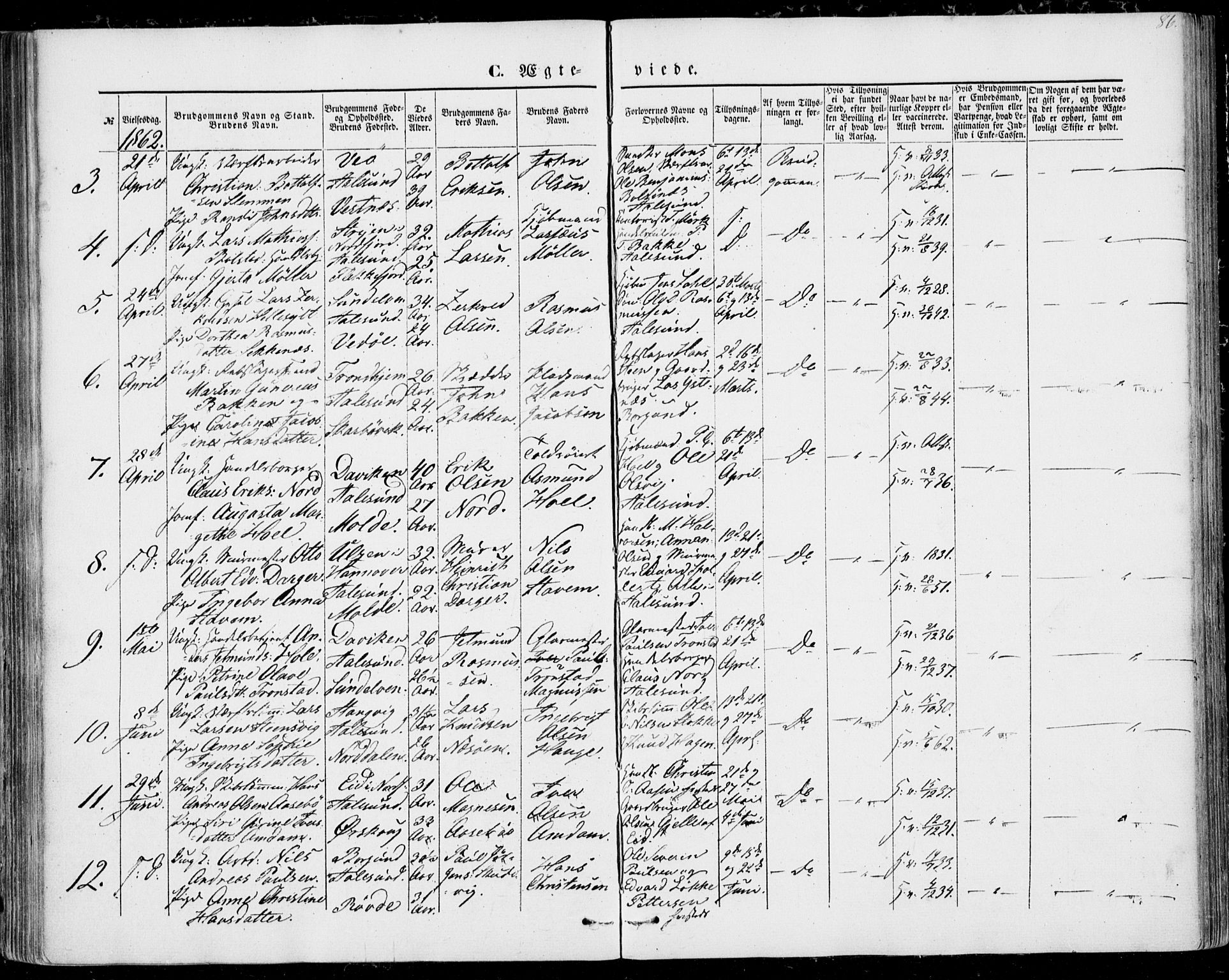 Ministerialprotokoller, klokkerbøker og fødselsregistre - Møre og Romsdal, AV/SAT-A-1454/529/L0451: Parish register (official) no. 529A01, 1855-1863, p. 86