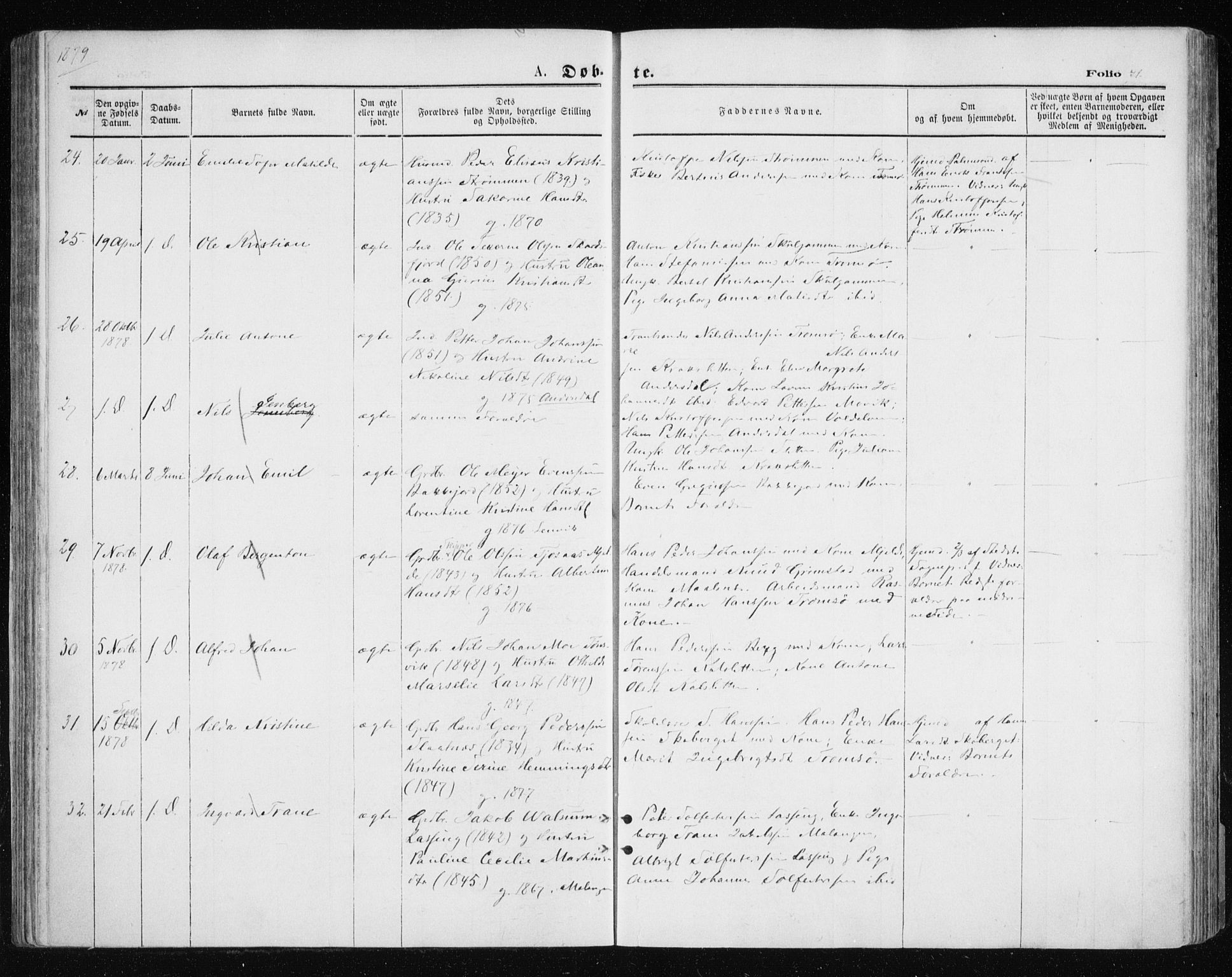 Tromsøysund sokneprestkontor, SATØ/S-1304/G/Ga/L0003kirke: Parish register (official) no. 3, 1875-1880, p. 71