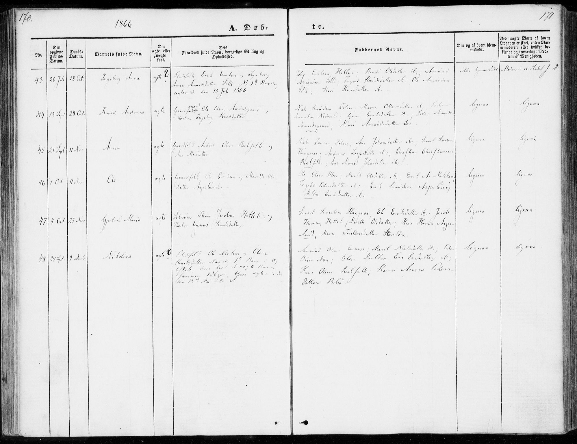 Ministerialprotokoller, klokkerbøker og fødselsregistre - Møre og Romsdal, AV/SAT-A-1454/557/L0680: Parish register (official) no. 557A02, 1843-1869, p. 170-171