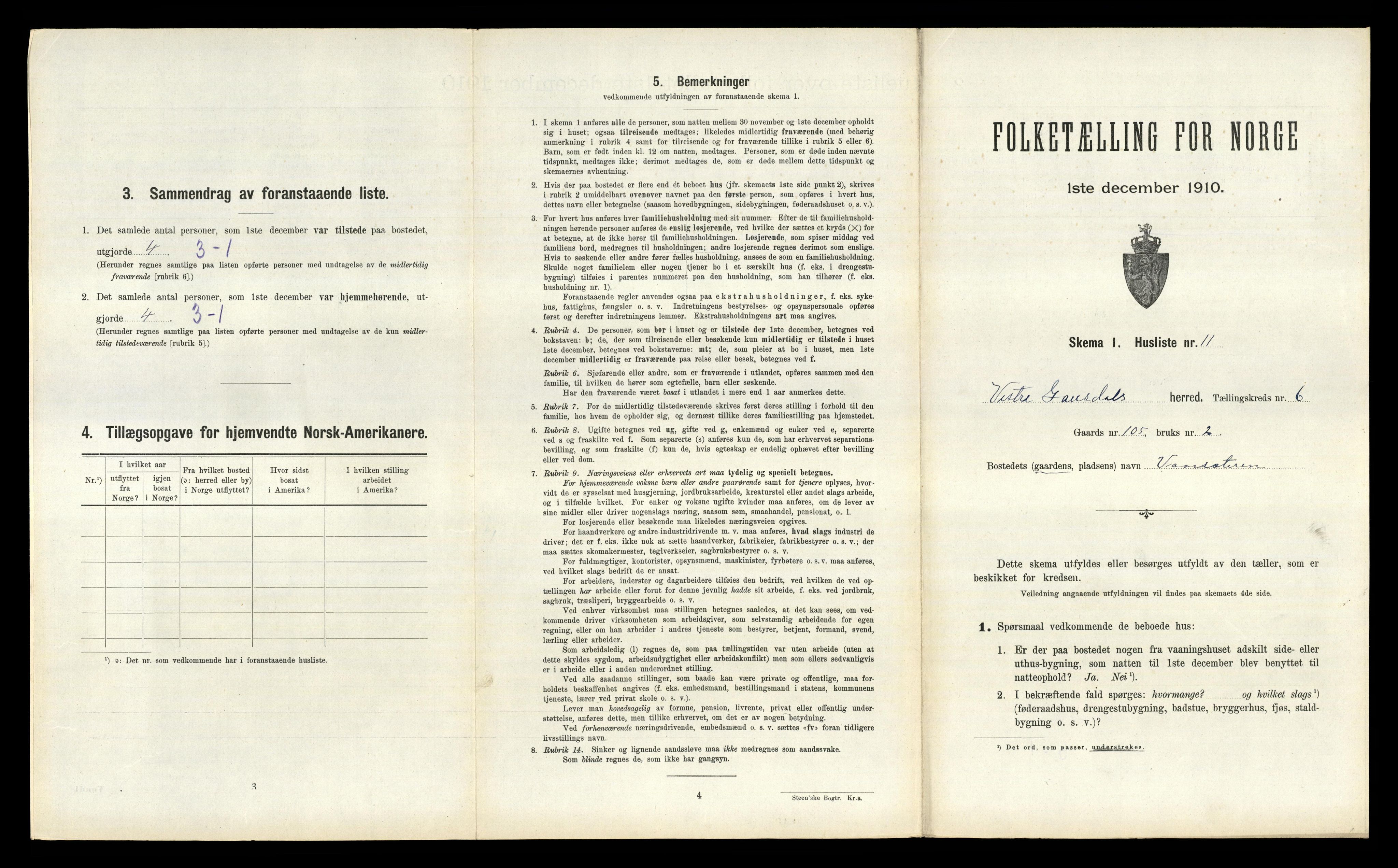 RA, 1910 census for Vestre Gausdal, 1910, p. 771