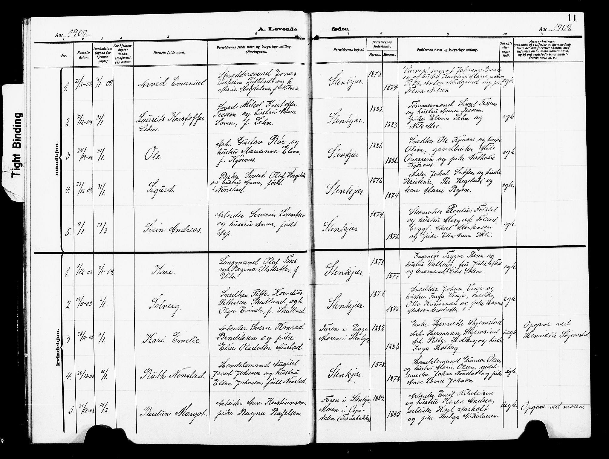 Ministerialprotokoller, klokkerbøker og fødselsregistre - Nord-Trøndelag, SAT/A-1458/739/L0376: Parish register (copy) no. 739C04, 1908-1917, p. 11