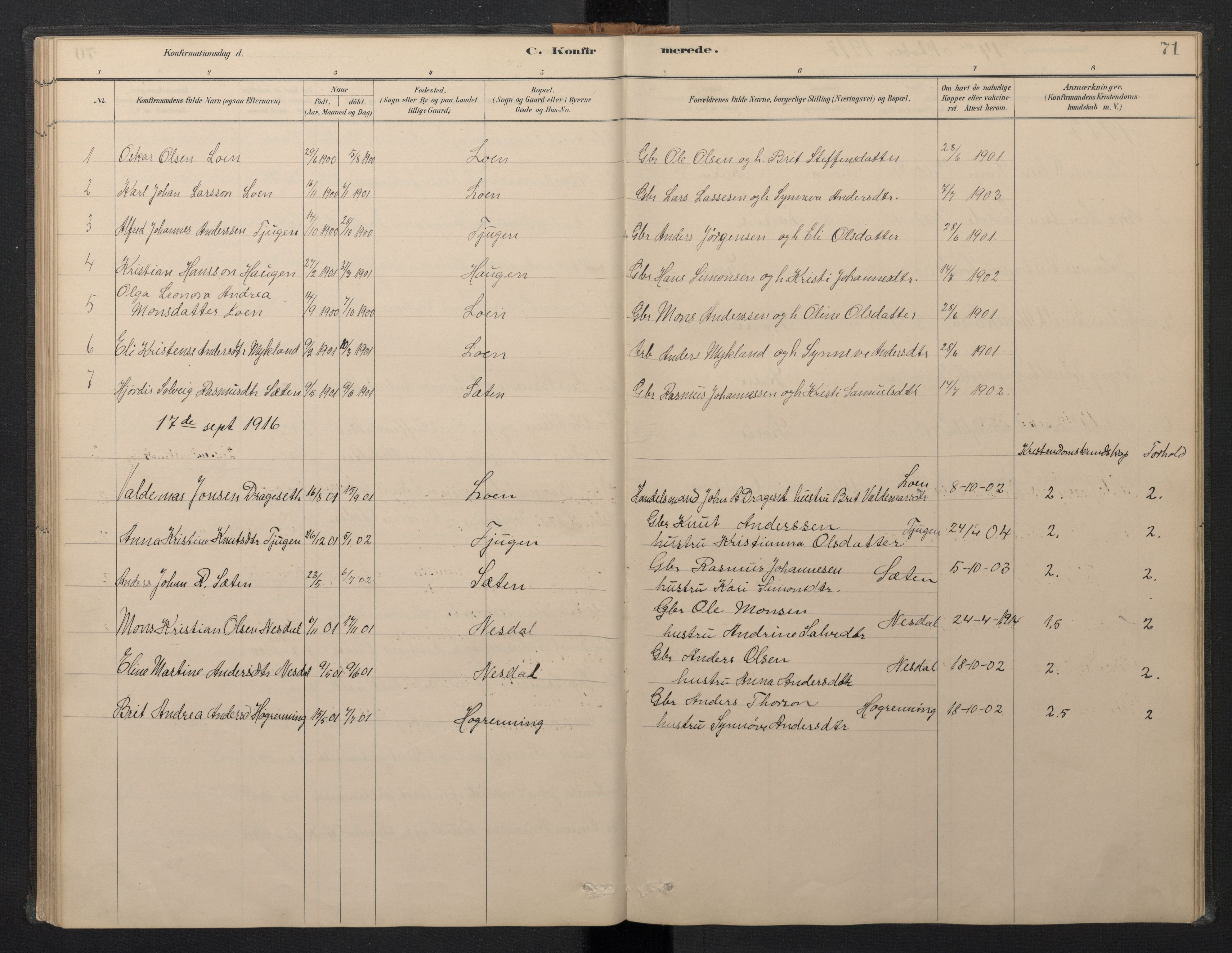 Stryn Sokneprestembete, AV/SAB-A-82501: Parish register (copy) no. B 3, 1881-1918, p. 70b-71a