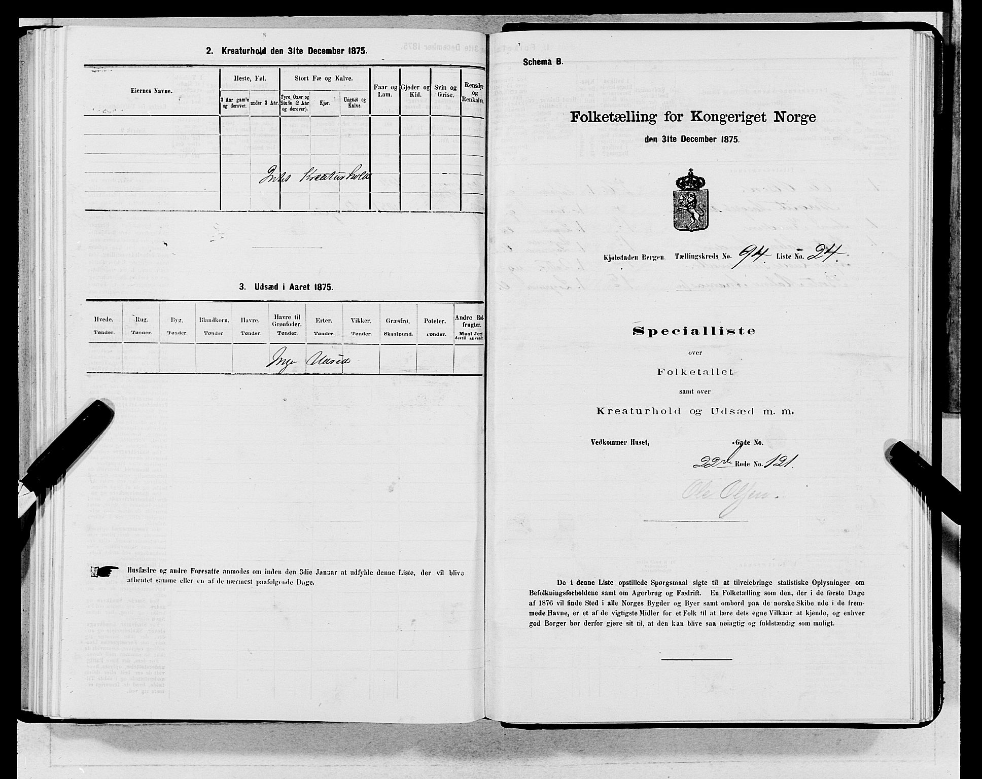 SAB, 1875 census for 1301 Bergen, 1875, p. 5100