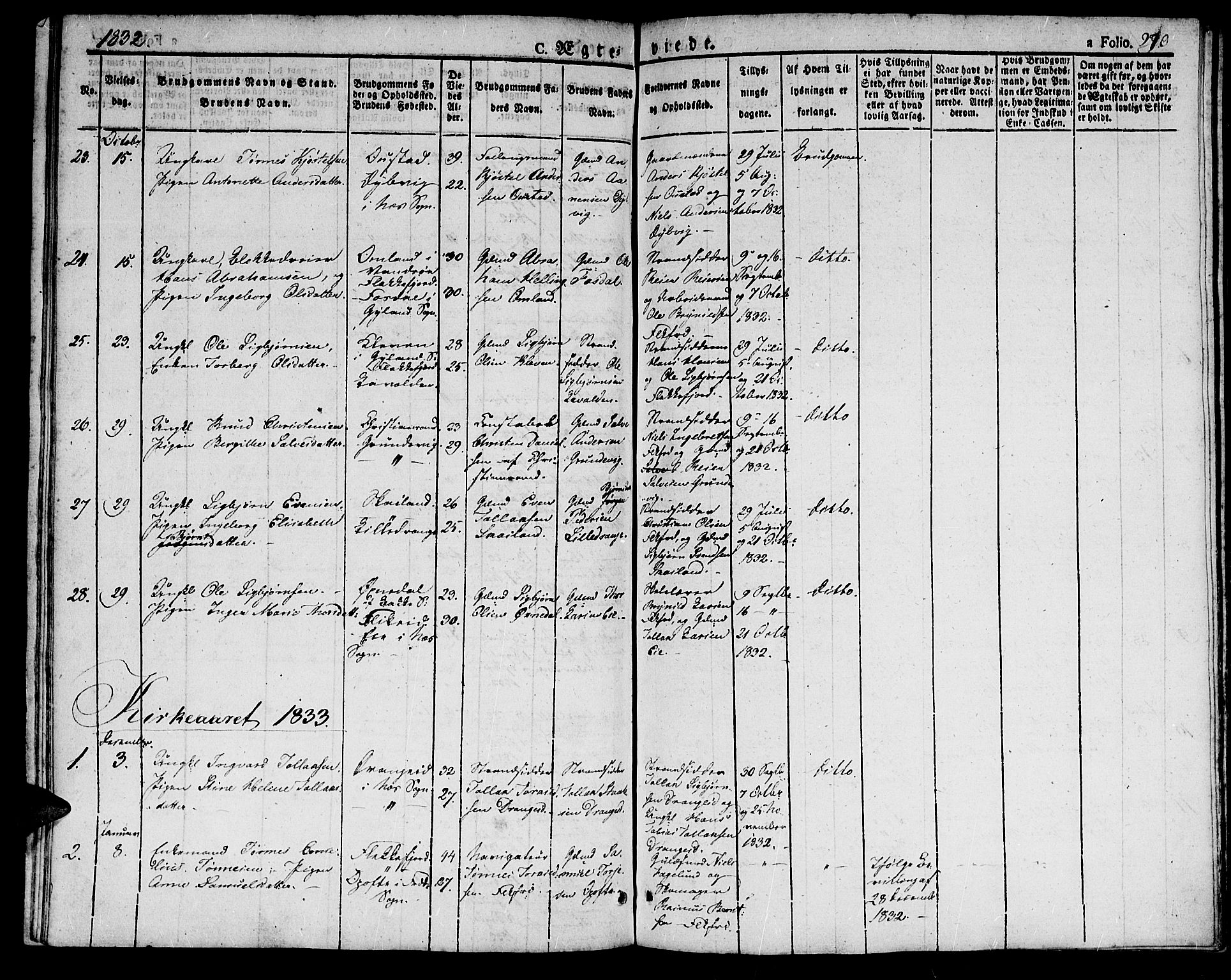 Flekkefjord sokneprestkontor, SAK/1111-0012/F/Fb/Fbc/L0004: Parish register (copy) no. B 4, 1827-1846, p. 270