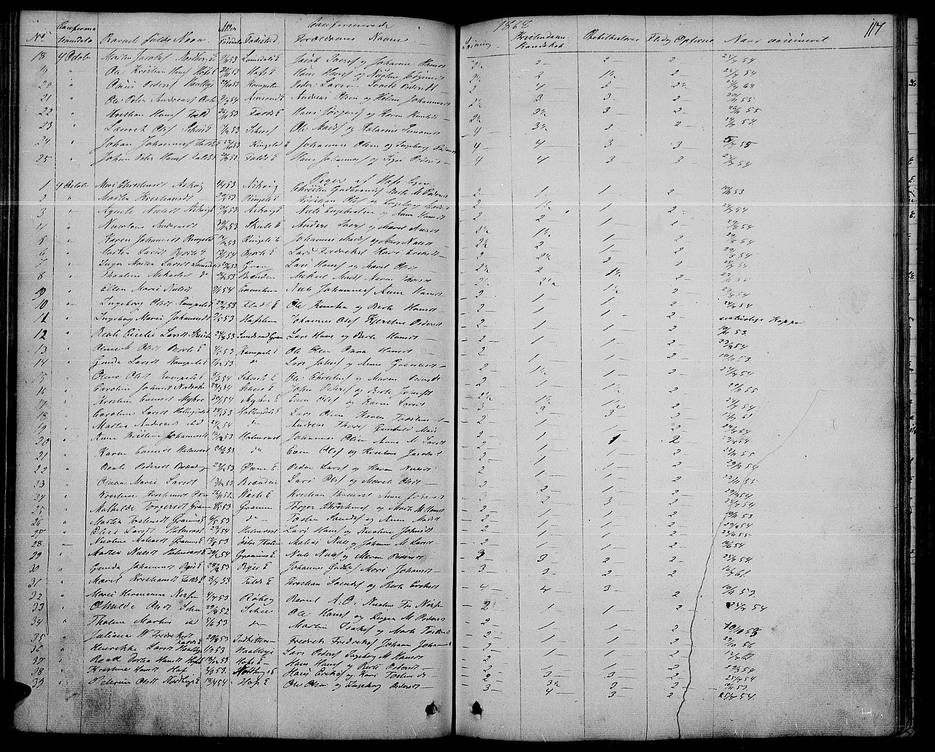 Søndre Land prestekontor, SAH/PREST-122/L/L0001: Parish register (copy) no. 1, 1849-1883, p. 117