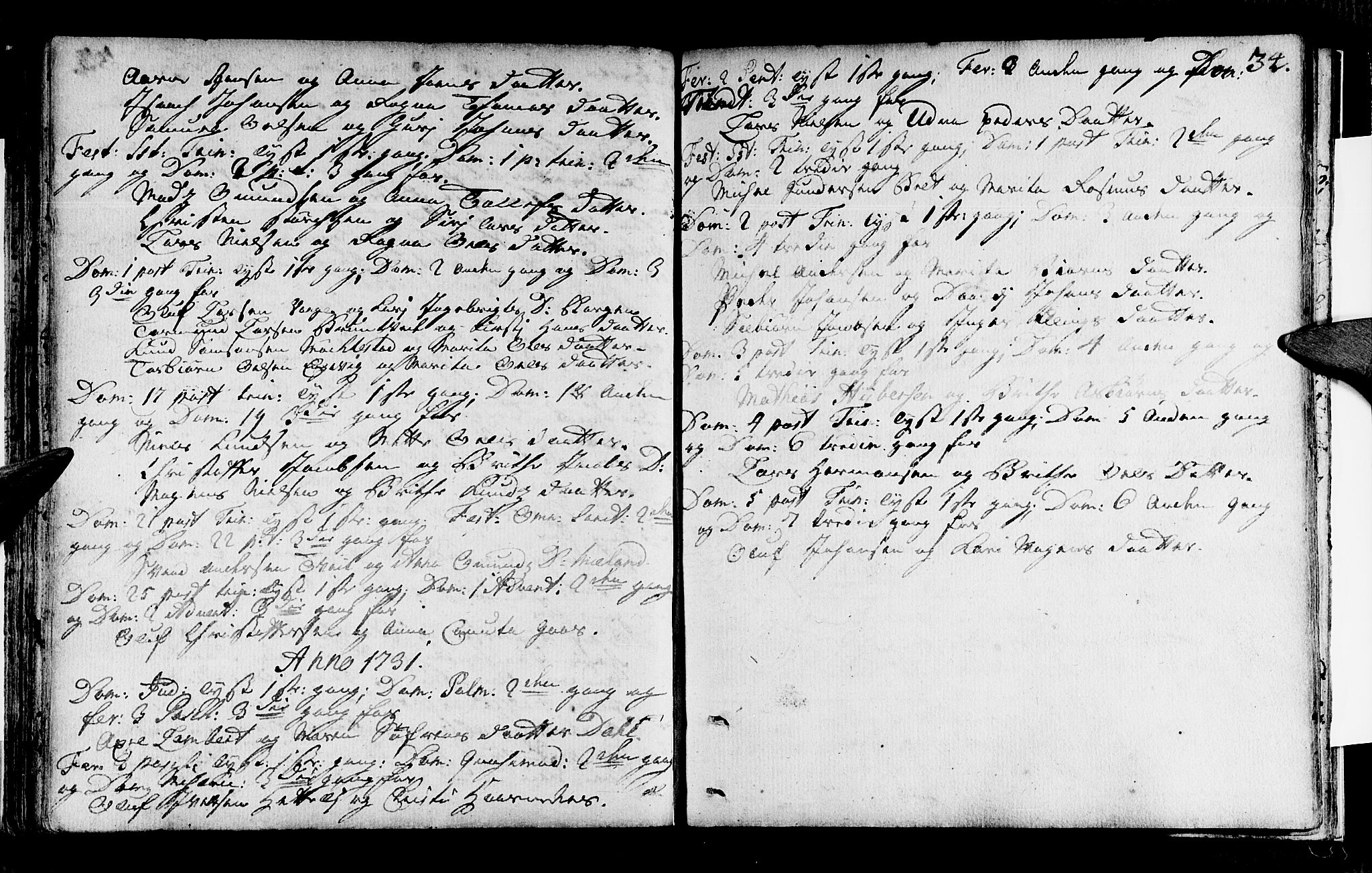 Tysnes sokneprestembete, SAB/A-78601/H/Haa: Parish register (official) no. A 1, 1723-1731, p. 34