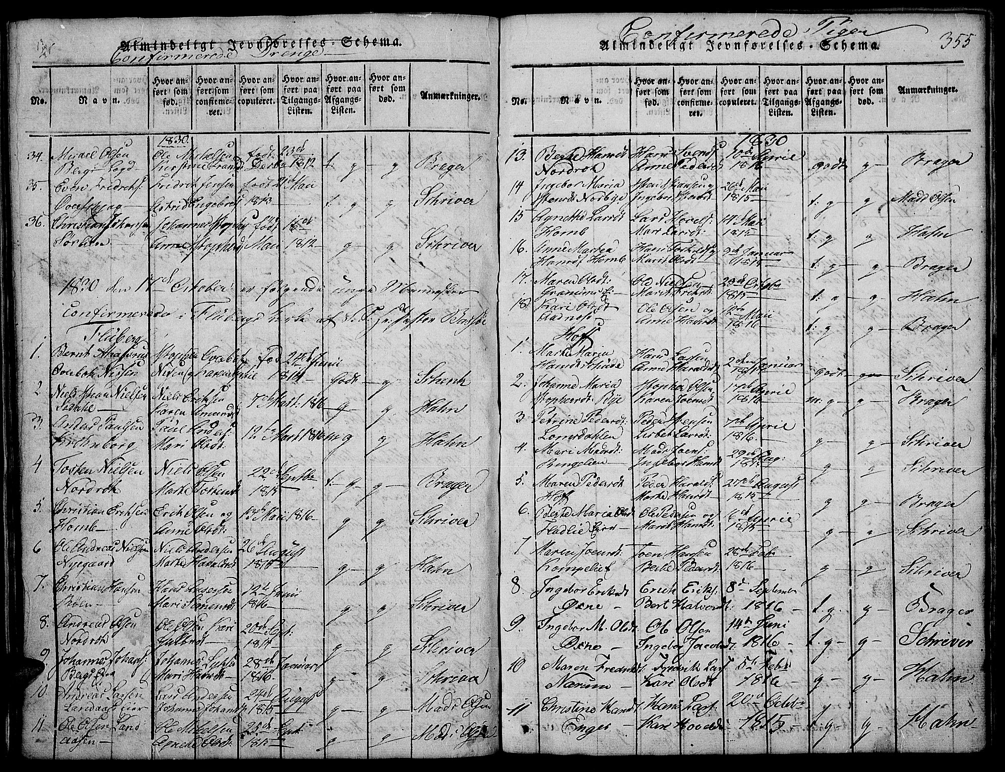 Land prestekontor, SAH/PREST-120/H/Ha/Hab/L0001: Parish register (copy) no. 1, 1814-1833, p. 355