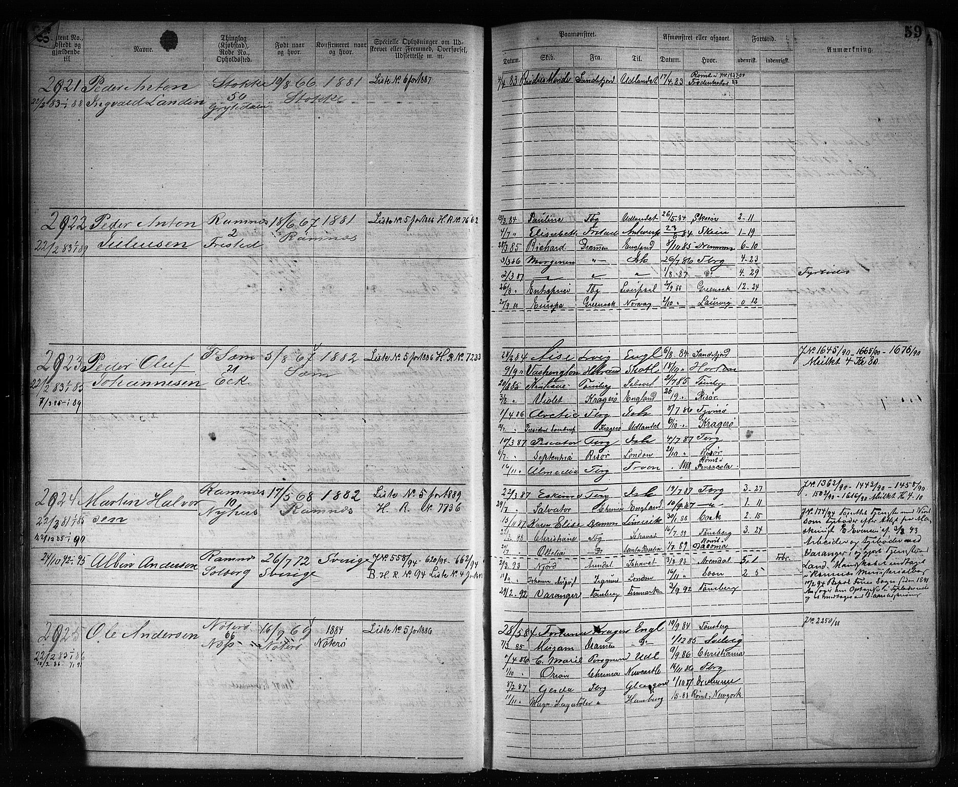 Tønsberg innrulleringskontor, AV/SAKO-A-786/F/Fb/L0007: Annotasjonsrulle Patent nr. 2636-5150, 1881-1892, p. 60