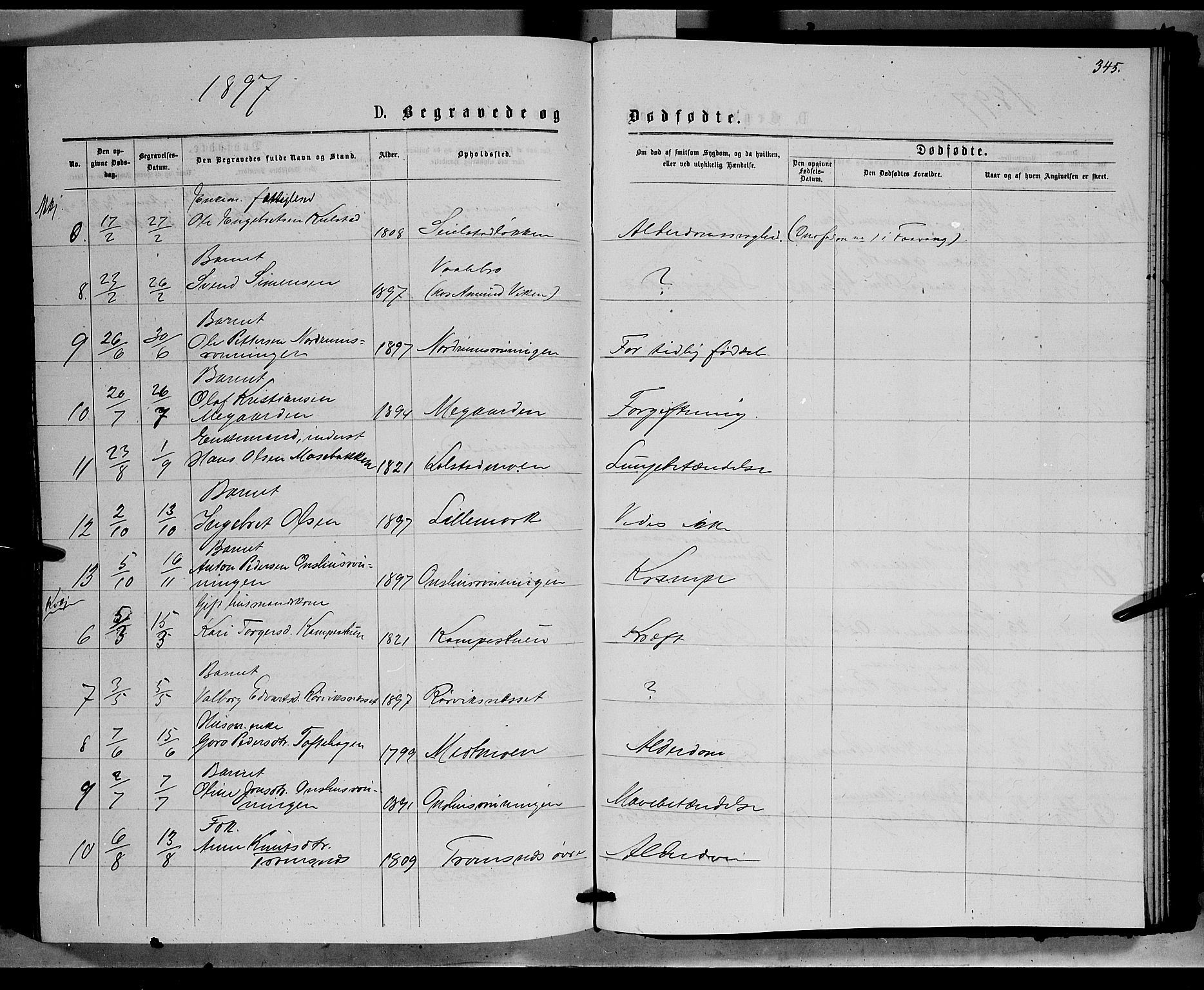 Ringebu prestekontor, SAH/PREST-082/H/Ha/Hab/L0006: Parish register (copy) no. 6, 1880-1898, p. 345