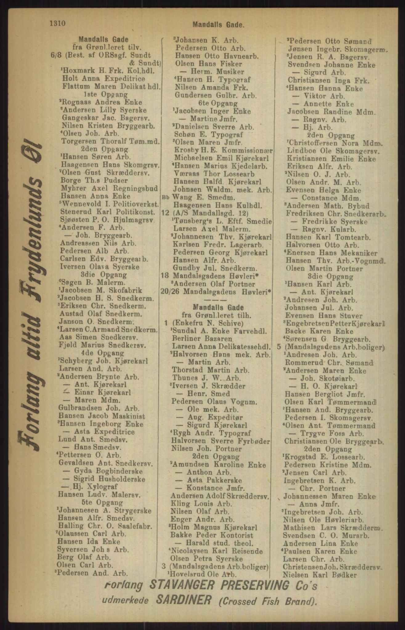 Kristiania/Oslo adressebok, PUBL/-, 1911, p. 1310