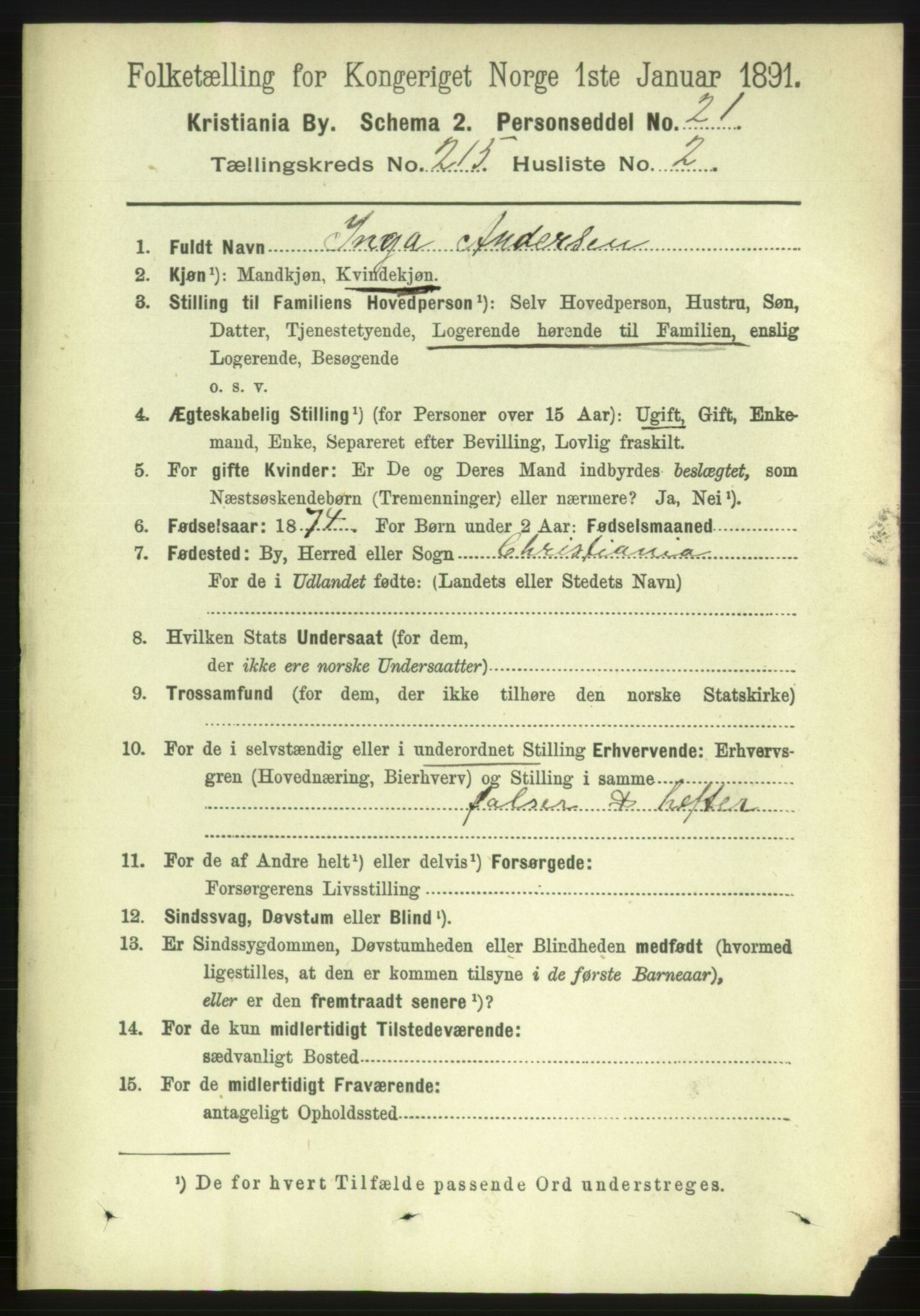 RA, 1891 census for 0301 Kristiania, 1891, p. 127791