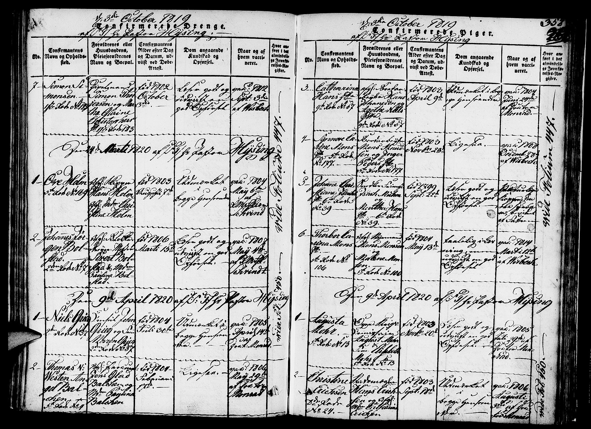 Nykirken Sokneprestembete, AV/SAB-A-77101/H/Hab/L0003: Parish register (copy) no. A 4, 1816-1821, p. 358