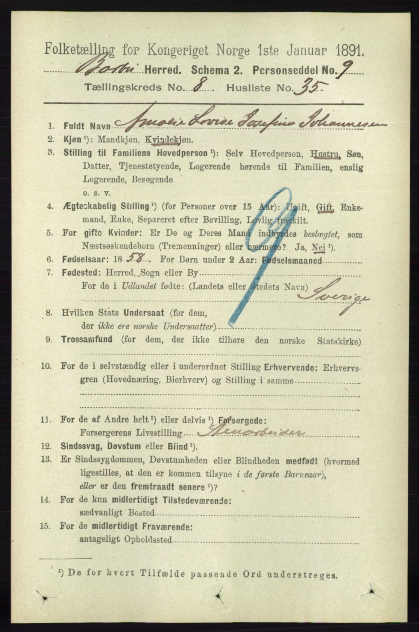 RA, 1891 census for 0990 Barbu, 1891, p. 6196
