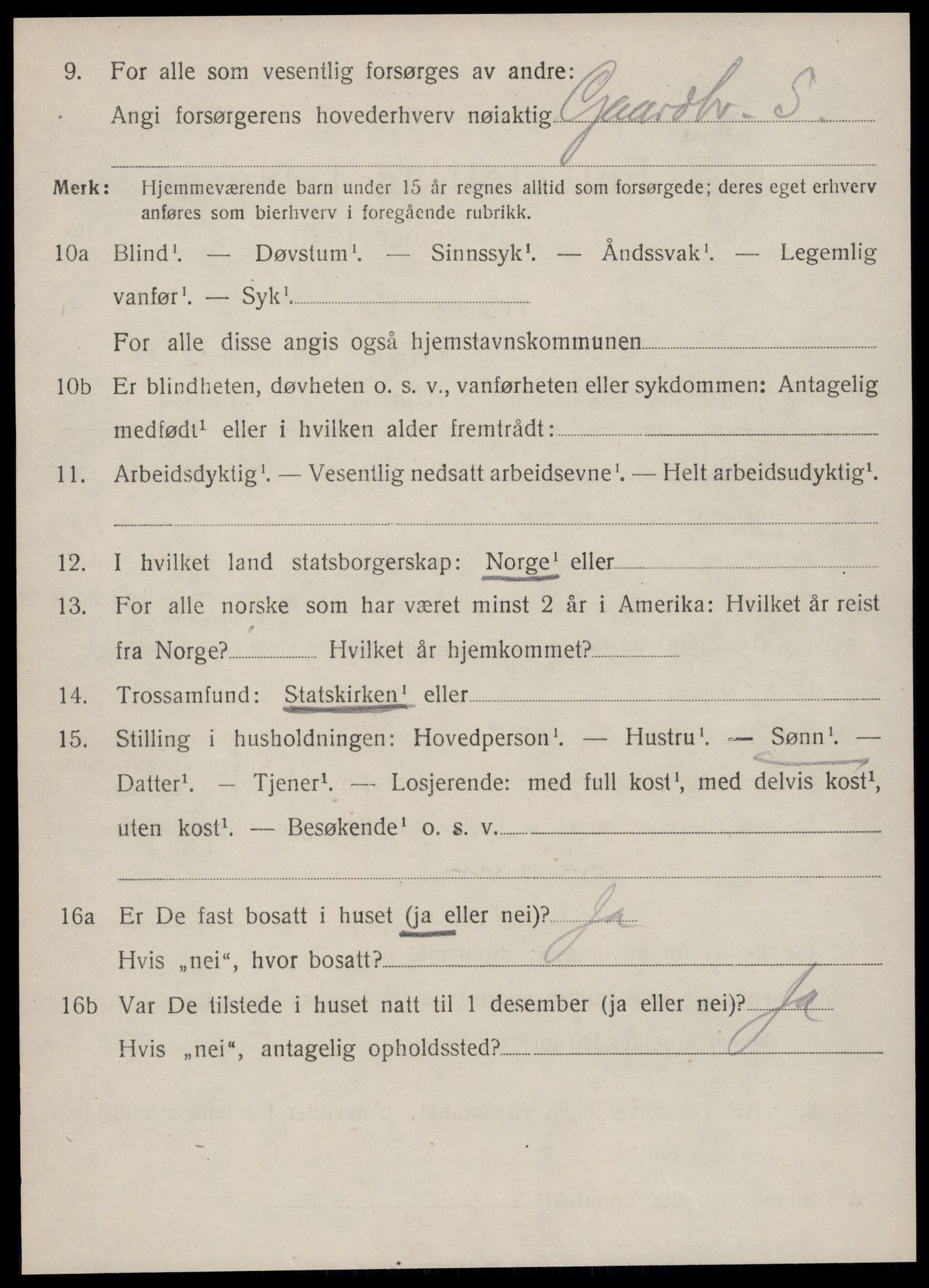 SAT, 1920 census for Stranda, 1920, p. 1116