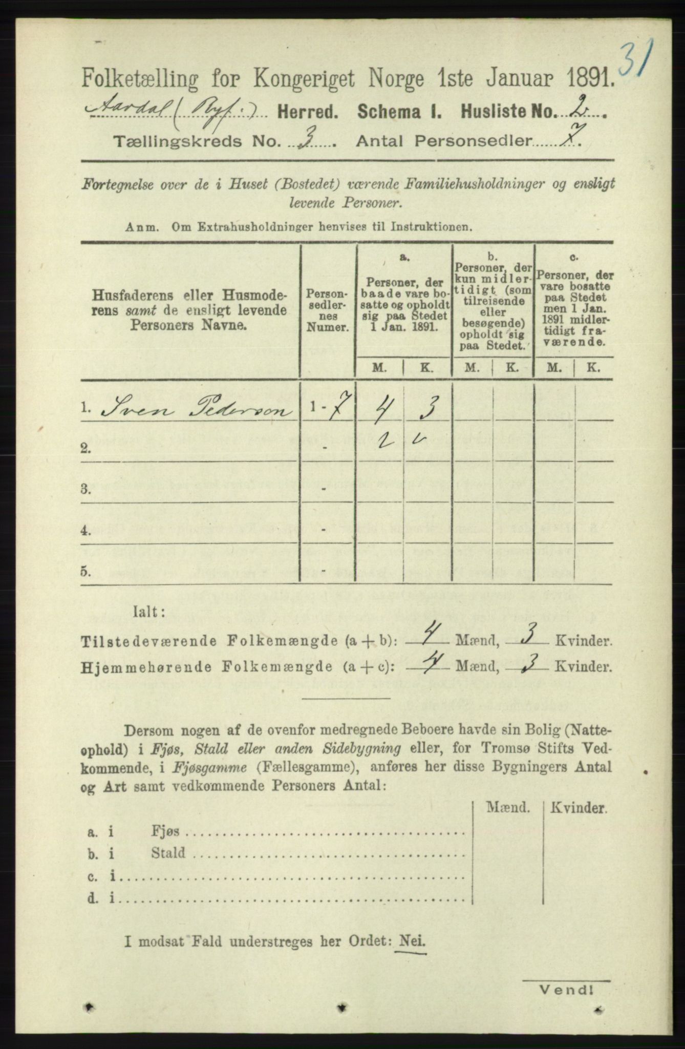 RA, 1891 census for 1131 Årdal, 1891, p. 783