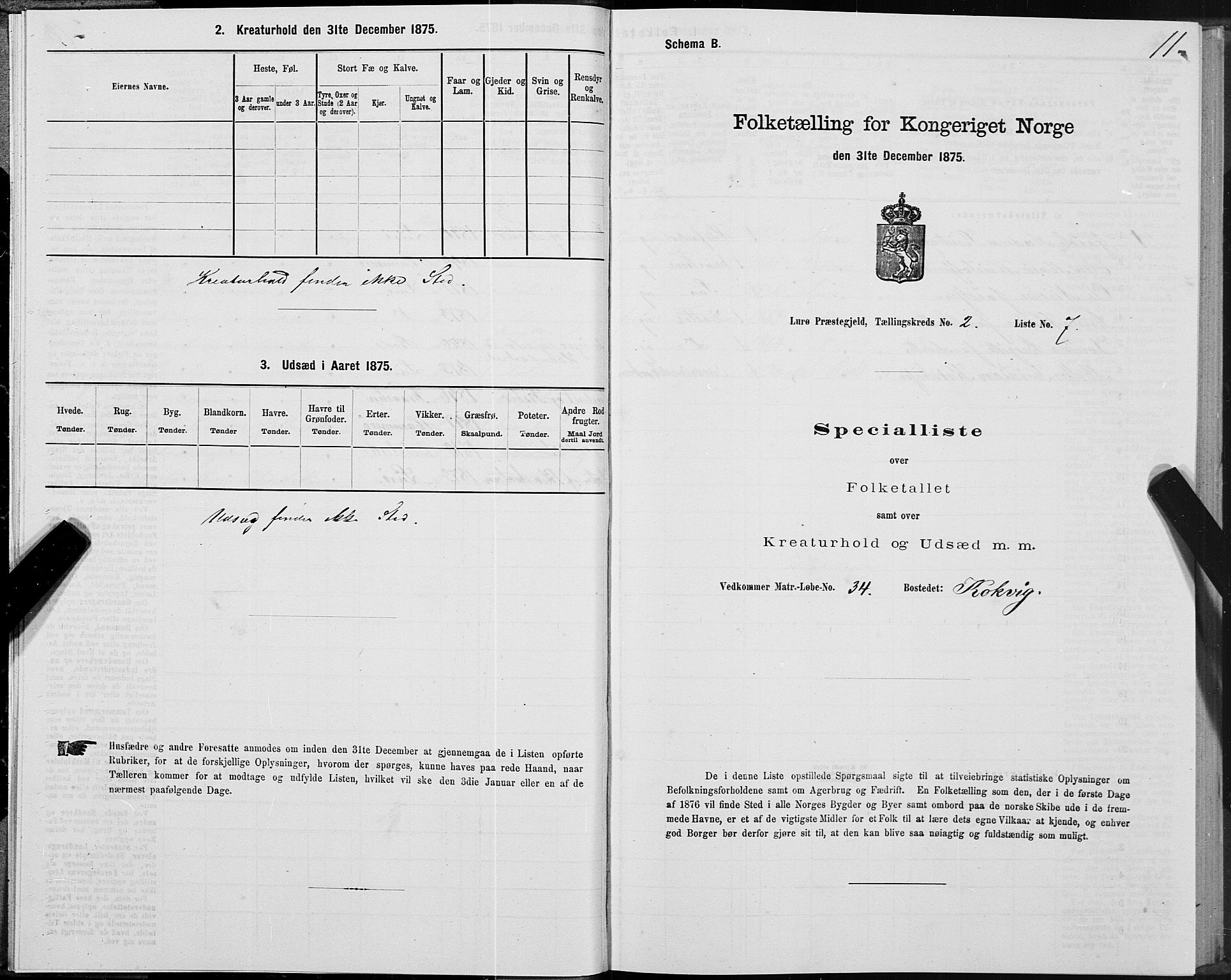 SAT, 1875 census for 1834P Lurøy, 1875, p. 2011